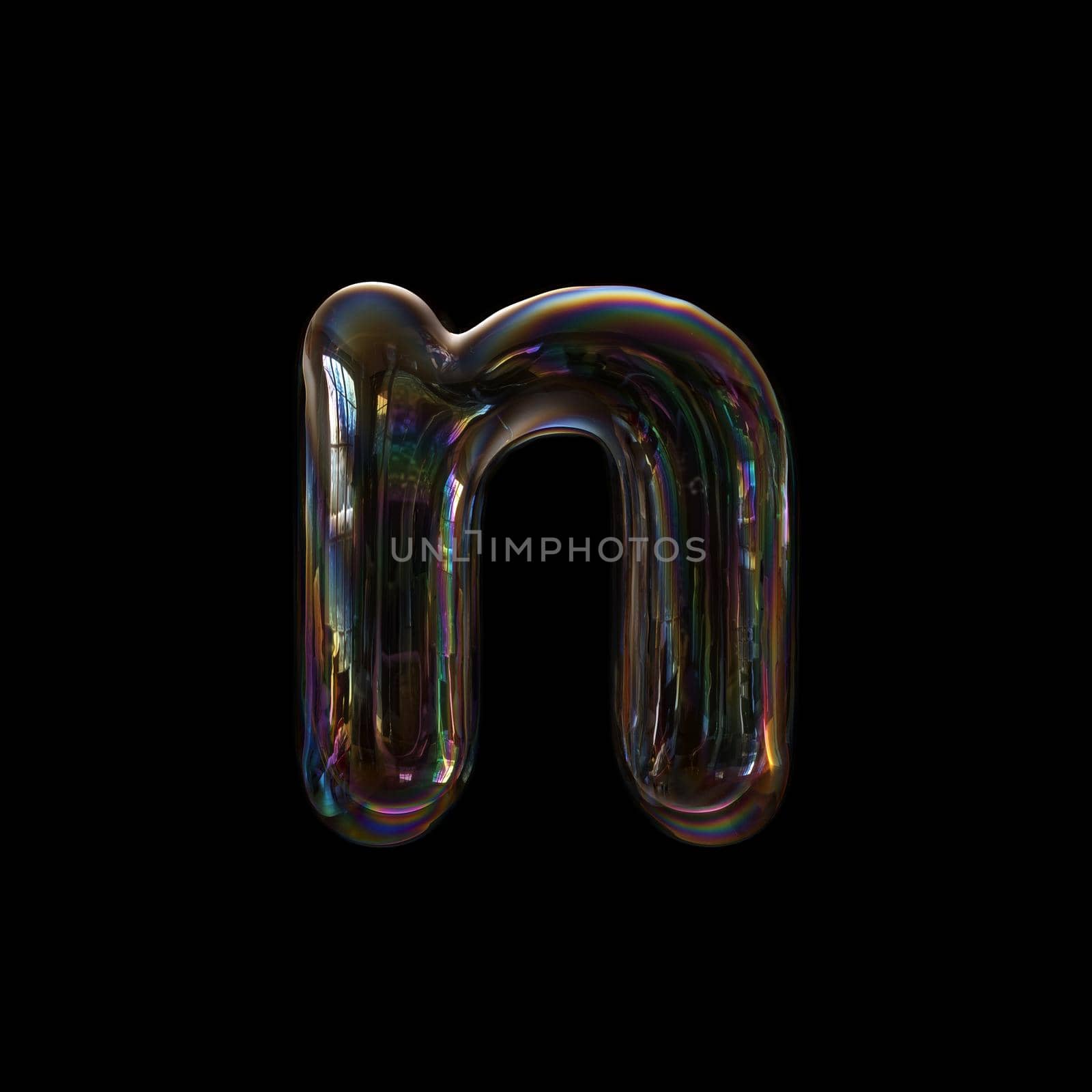 Lower-case bubble letter N - Small 3d font by chrisroll