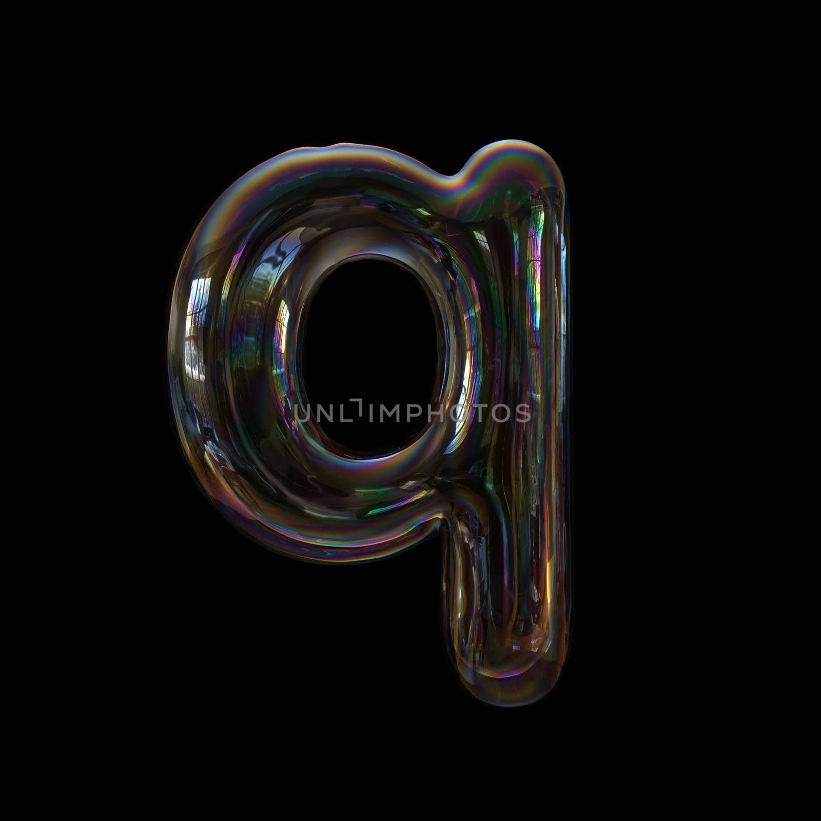 soap bubble alphabet font Q - Lower-case 3d letter by chrisroll