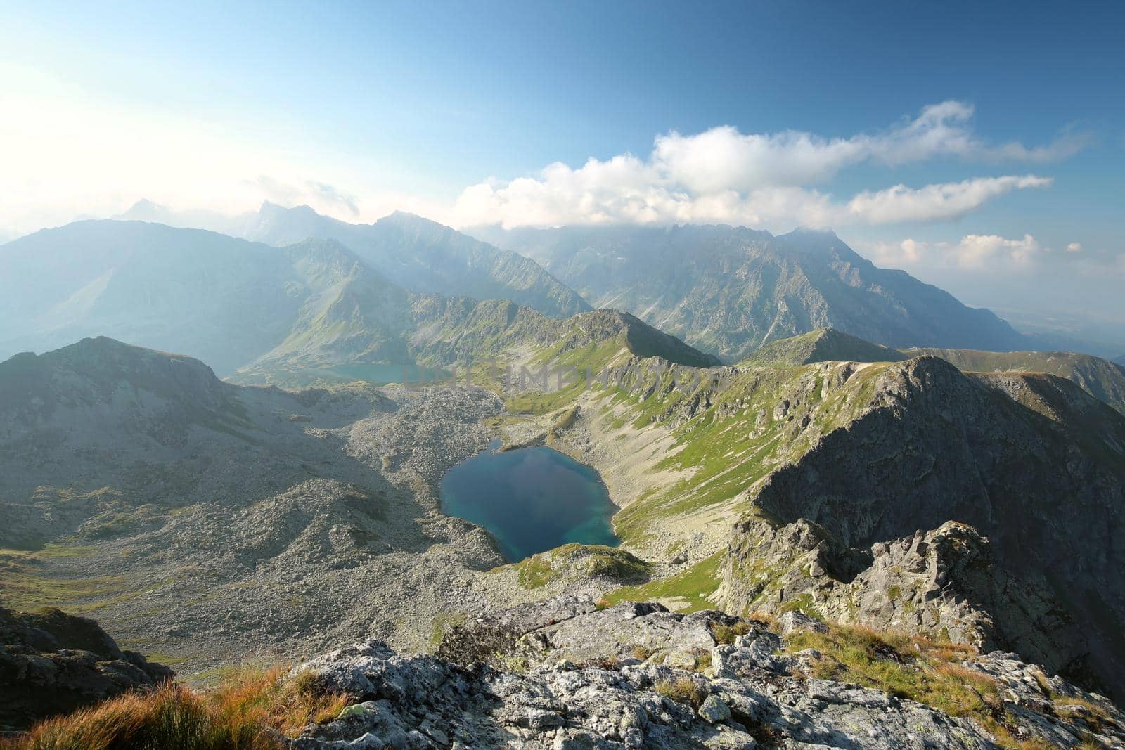 View of high peaks in the Carpathian Mountains.