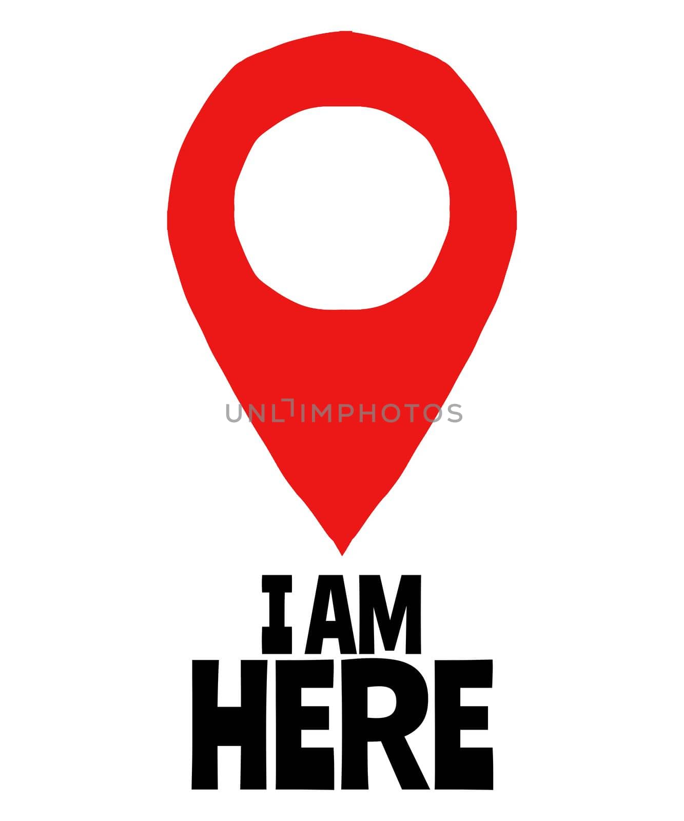 A red marker with the text "I am here".