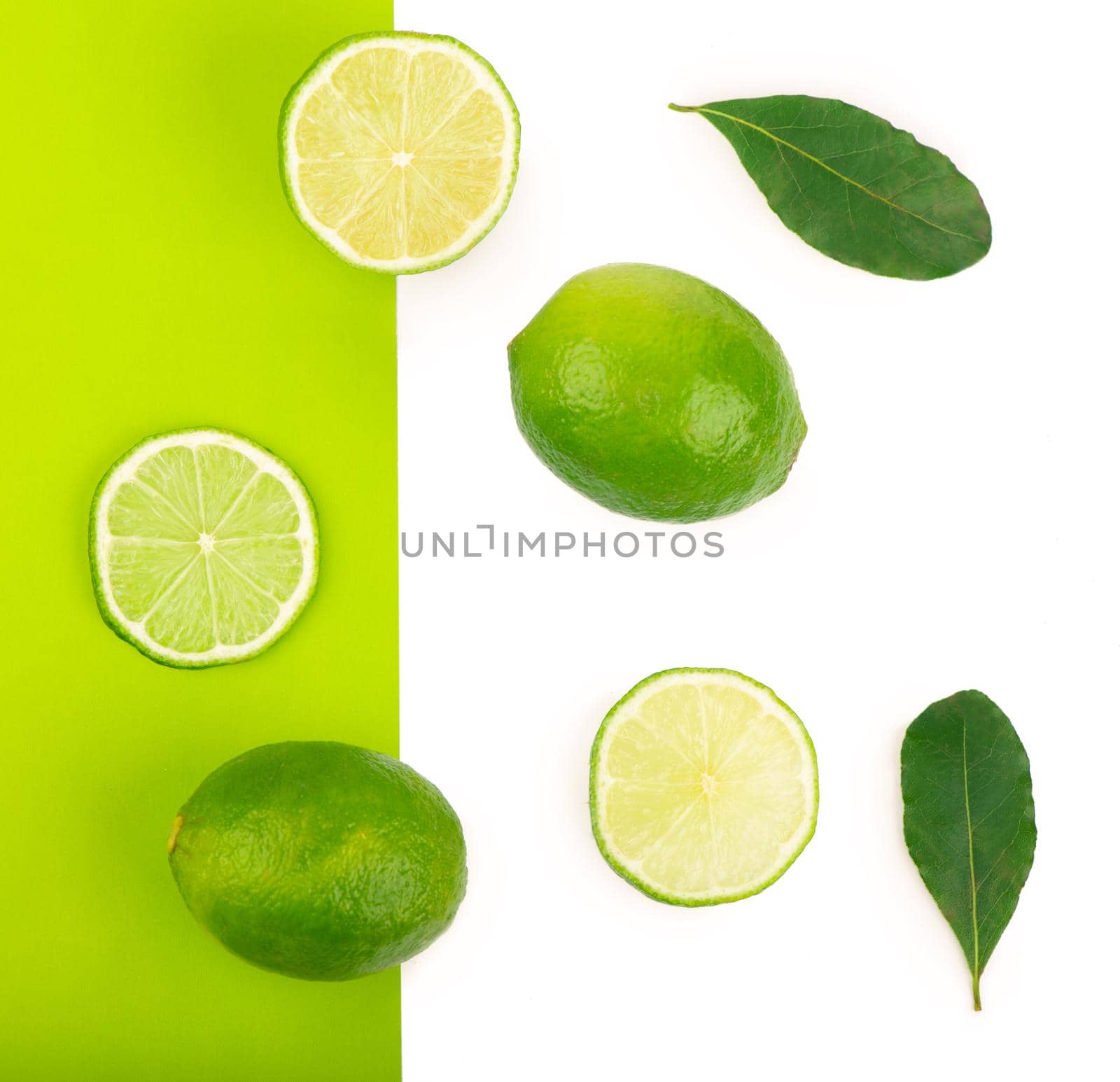 Creative layout made of lime. Flat lay. by aprilphoto