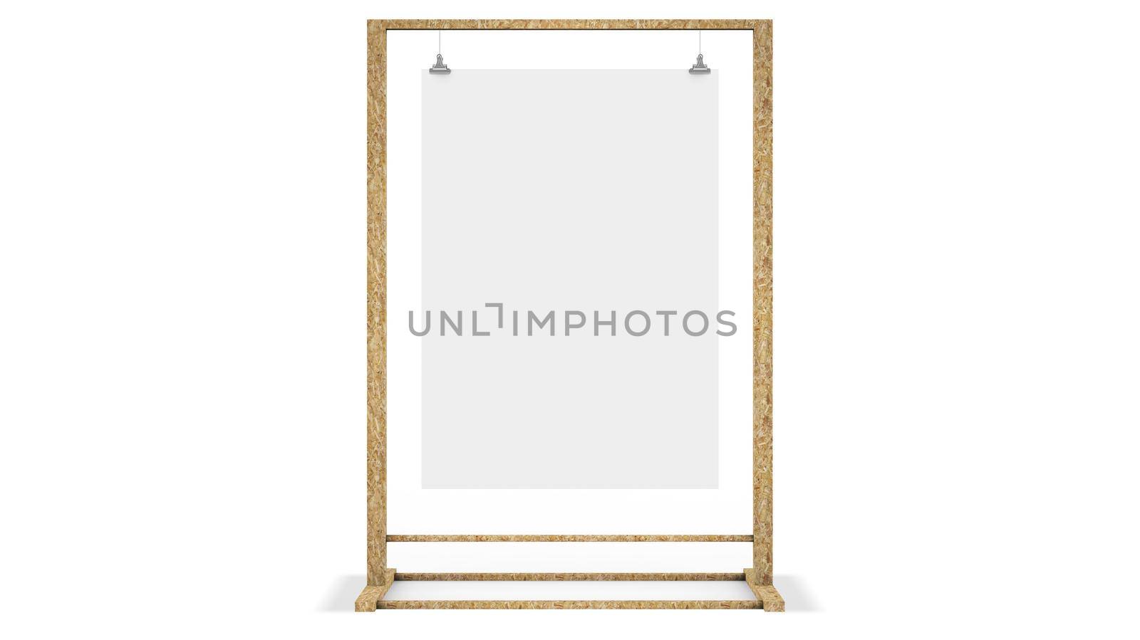 Poster Display With Wood Frame Mockup
