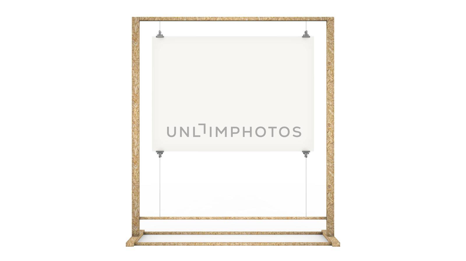 Horizontal Poster Display With Ropes and Wood Frame Mockup