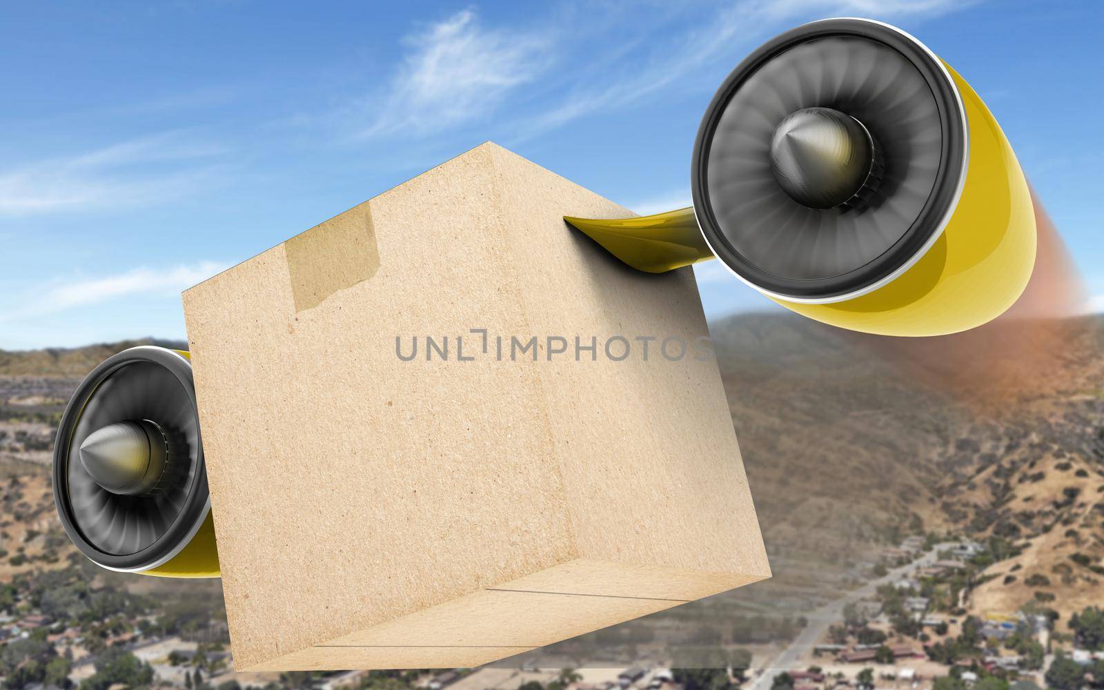 Delivery Cargo Box Mockup Bottom Perspective View