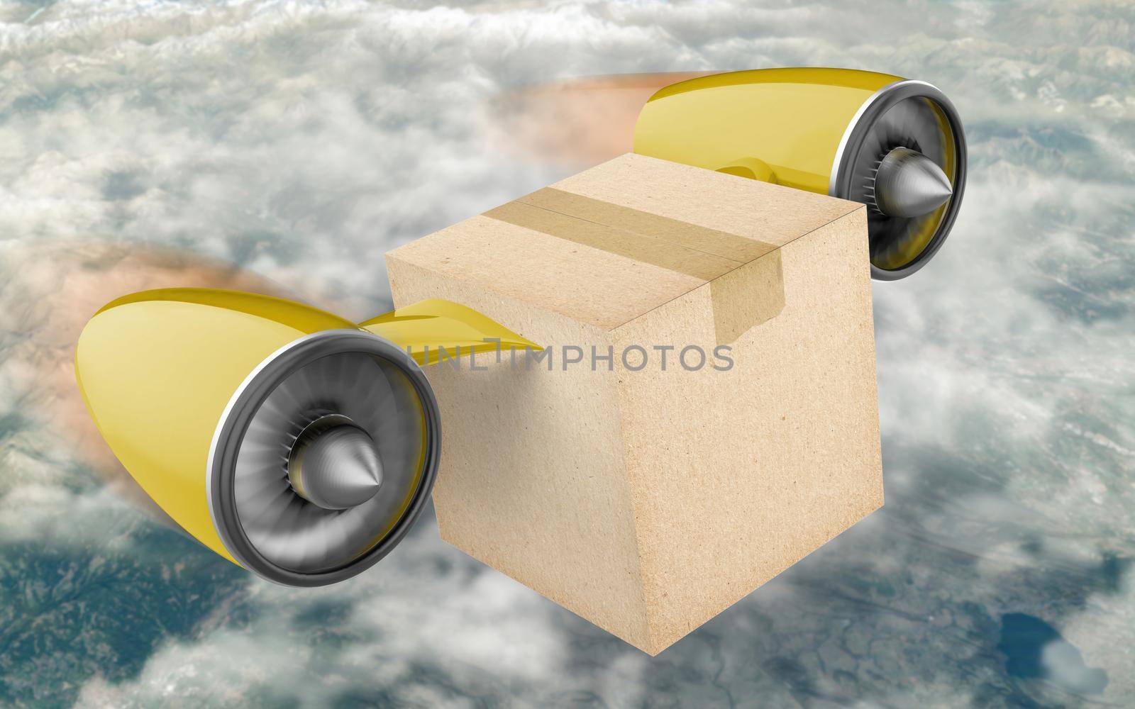 Delivery Cargo Box Mockup Perspective View