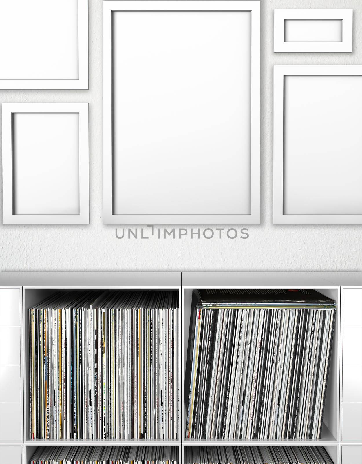 Photorealistic Poster Mockup Frames With Empty Bookcase 5mm 5 Frame