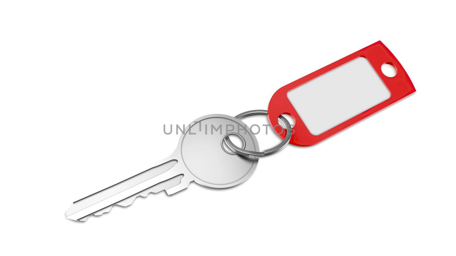Plastic Keychain Mockup With Key Perspective View