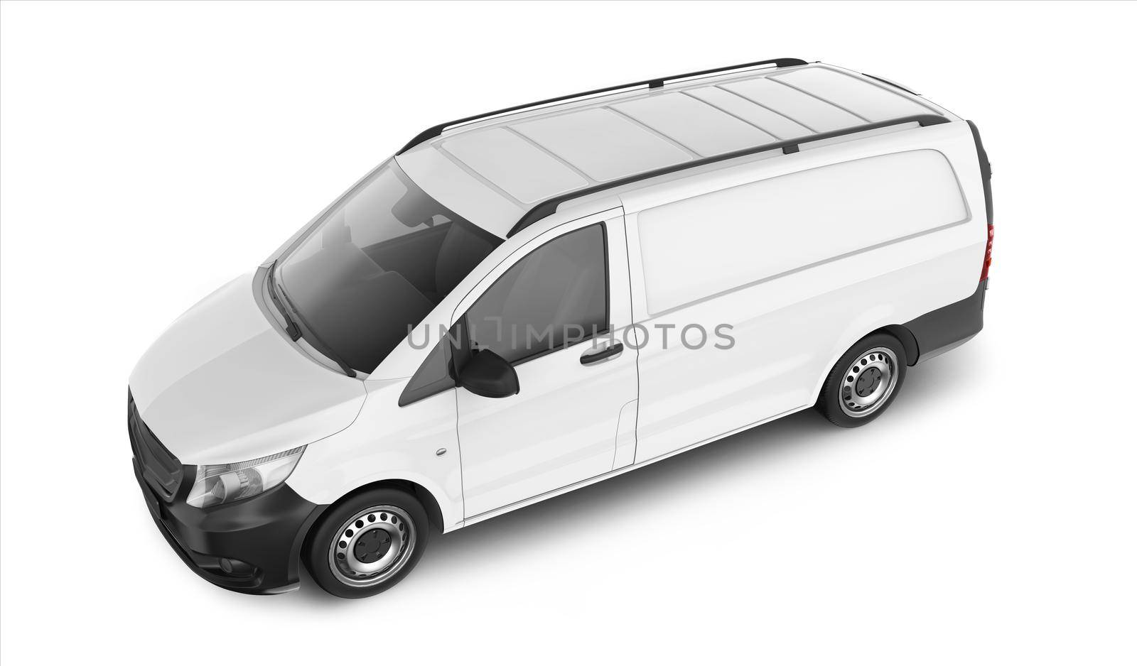 Realistic Panel Van Mockup Front Perspective View