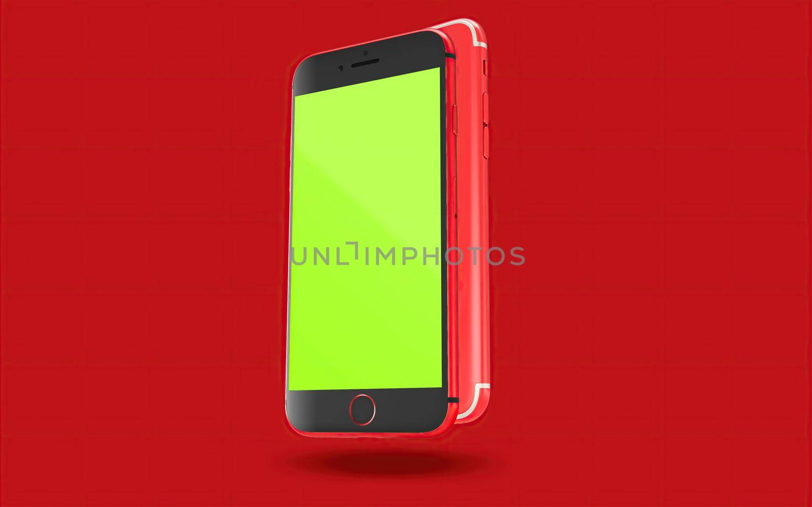 Red Phone Front and Back View Mockup