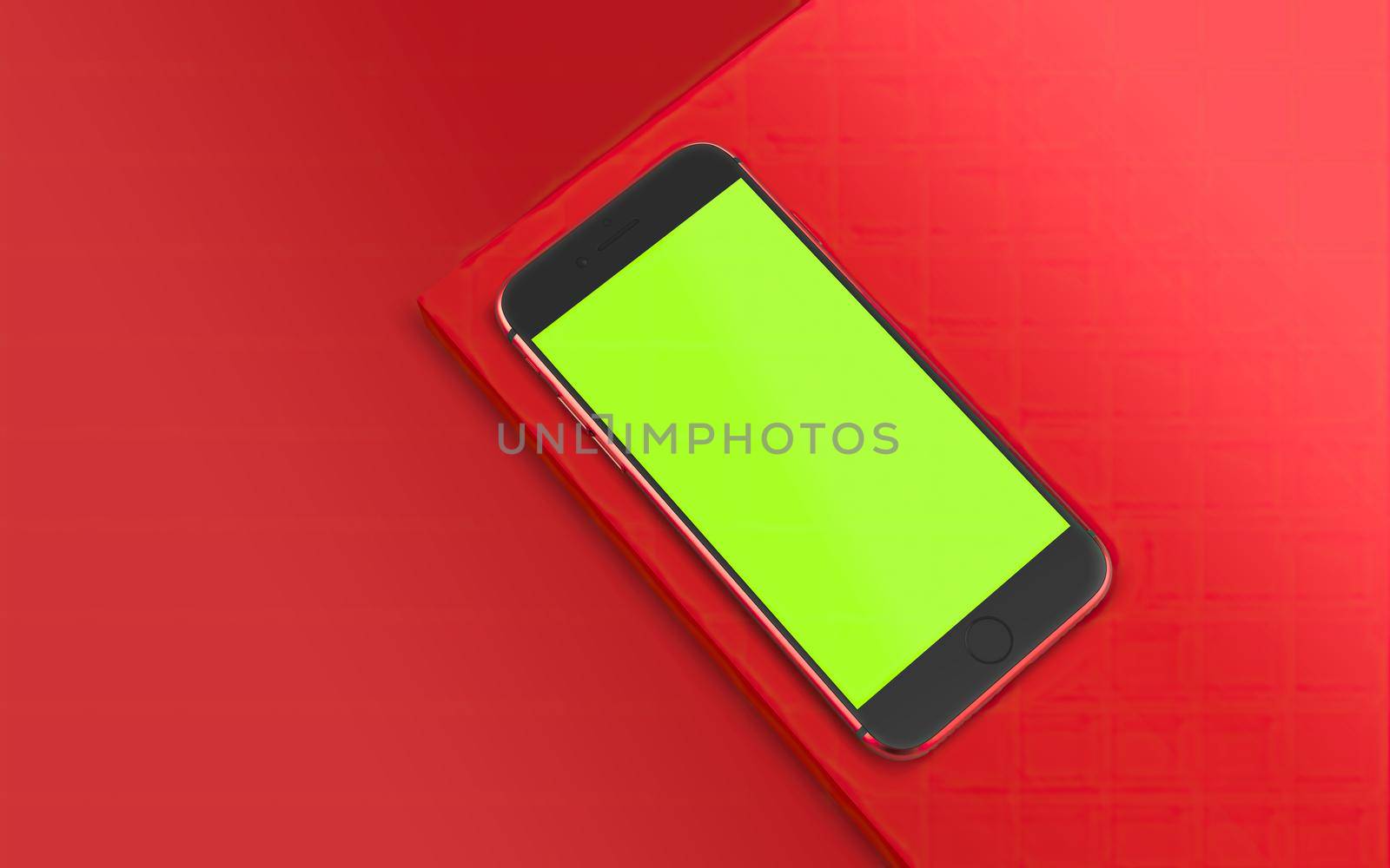 Red Phone Top View Mockup