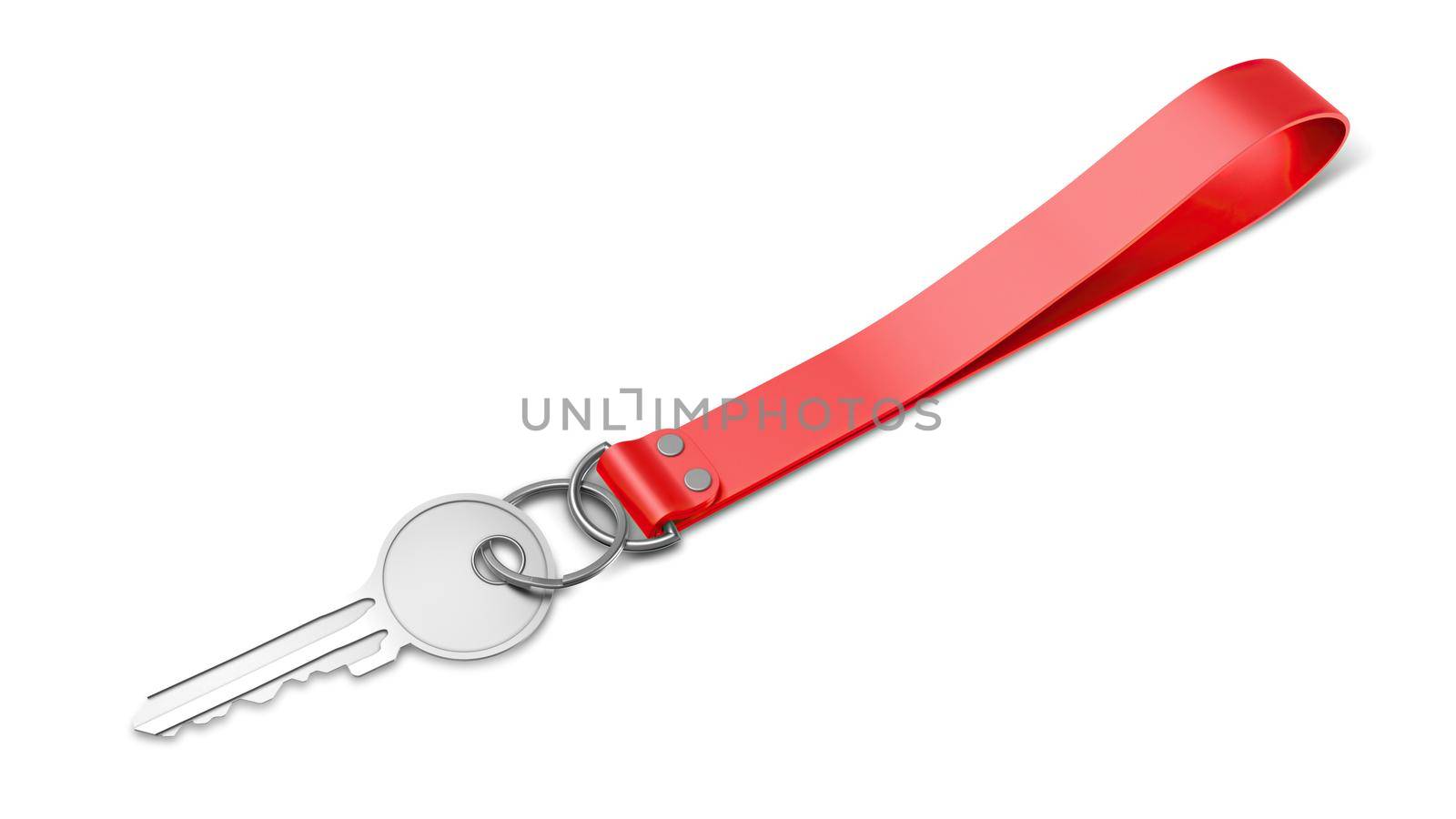 Plastic Keychain Mockup With Key Perspective View