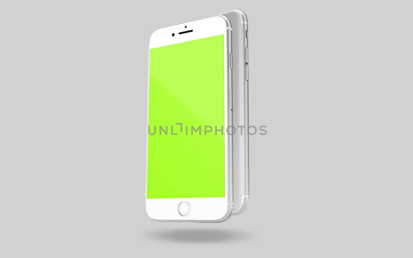 Silver Phone Front and Back View Mockup