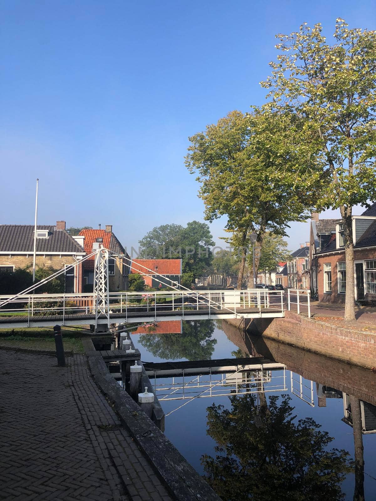 Canal in Aldeboarn, Friesland The Netherlands