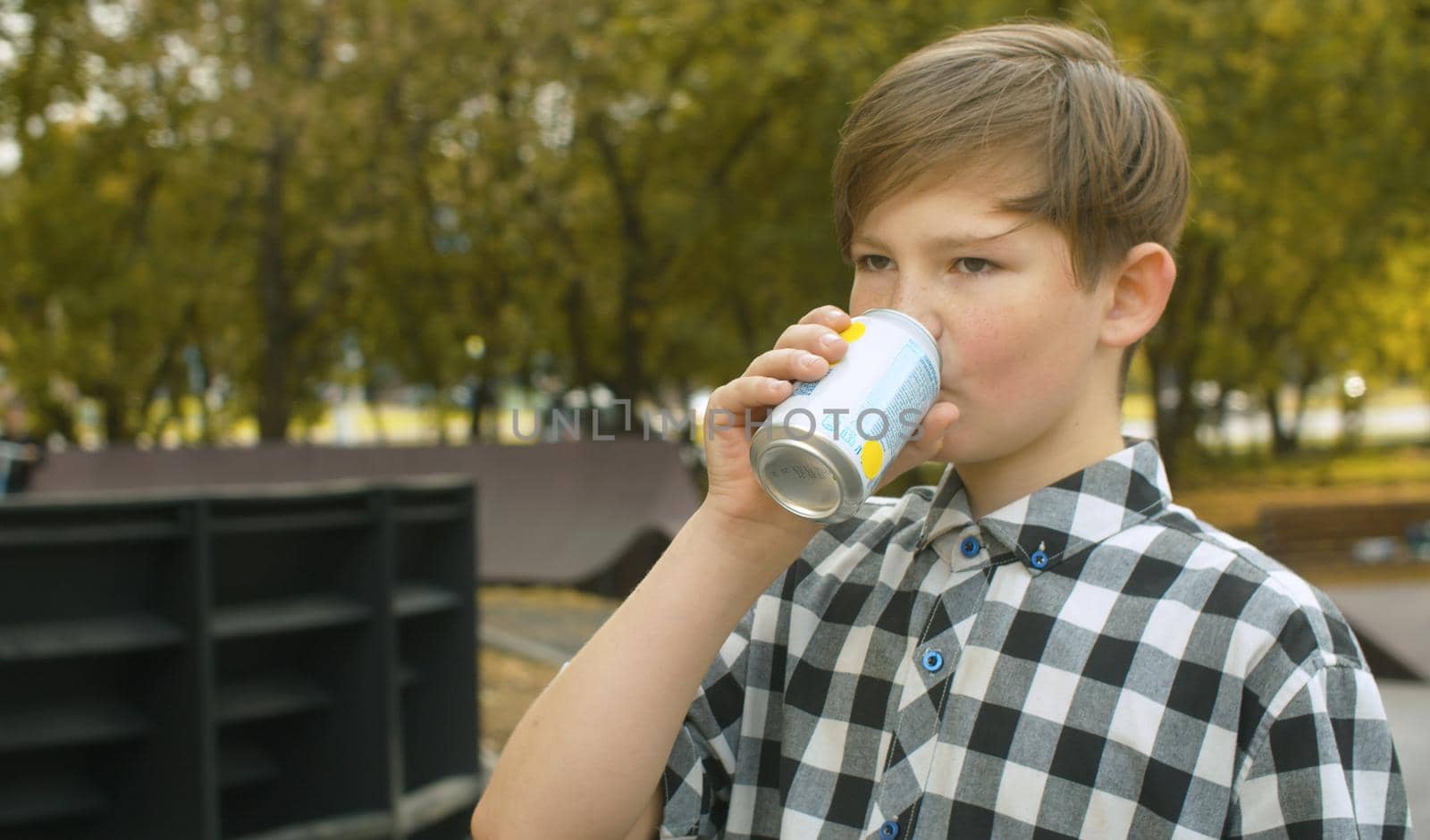 Boy drinking soda water by Alize