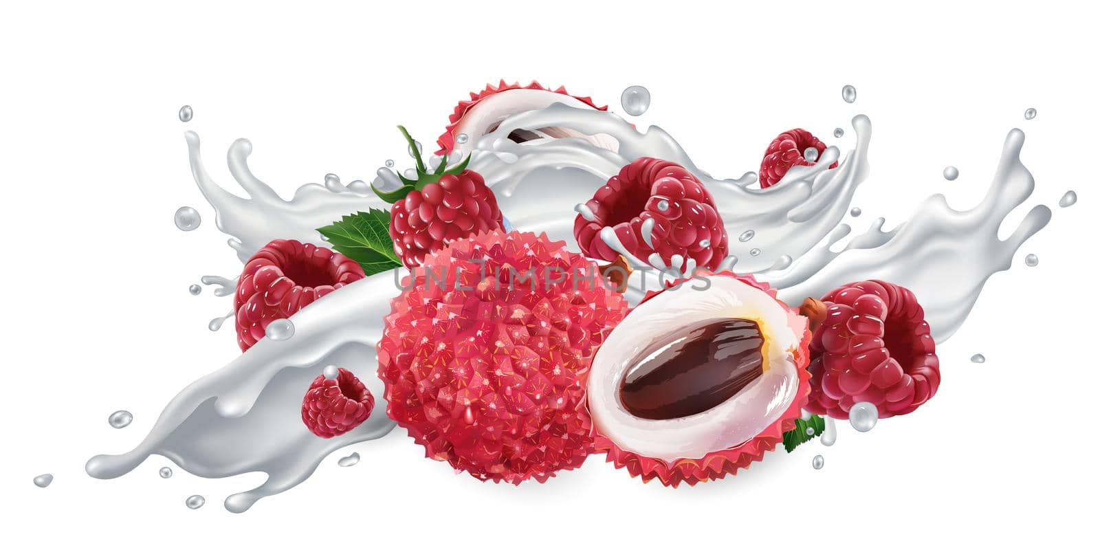 Lychee and raspberries in a yogurt splash. by ConceptCafe