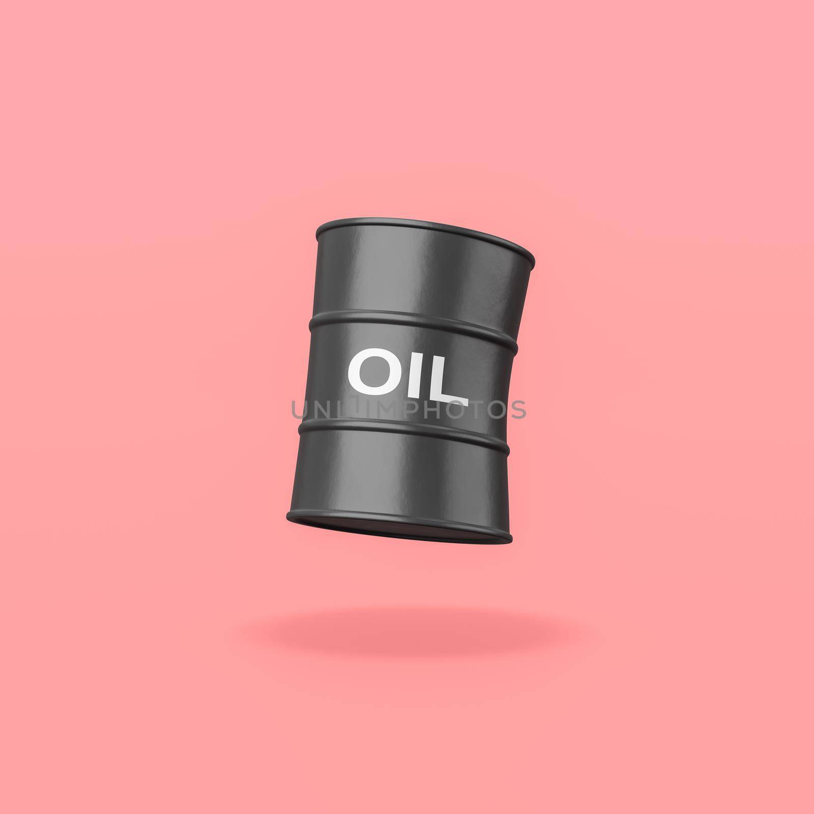 Funny Oil Barrel on Flat Red Background with Shadow 3D Illustration