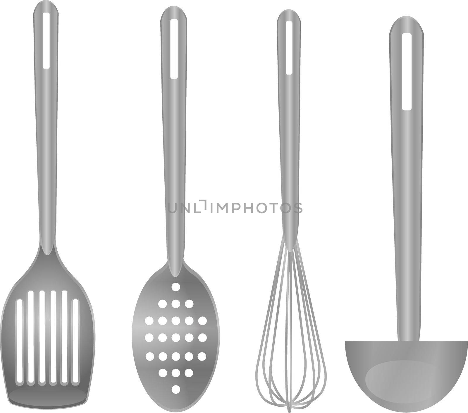 Cooking tools set isolated monochrome vector illustration