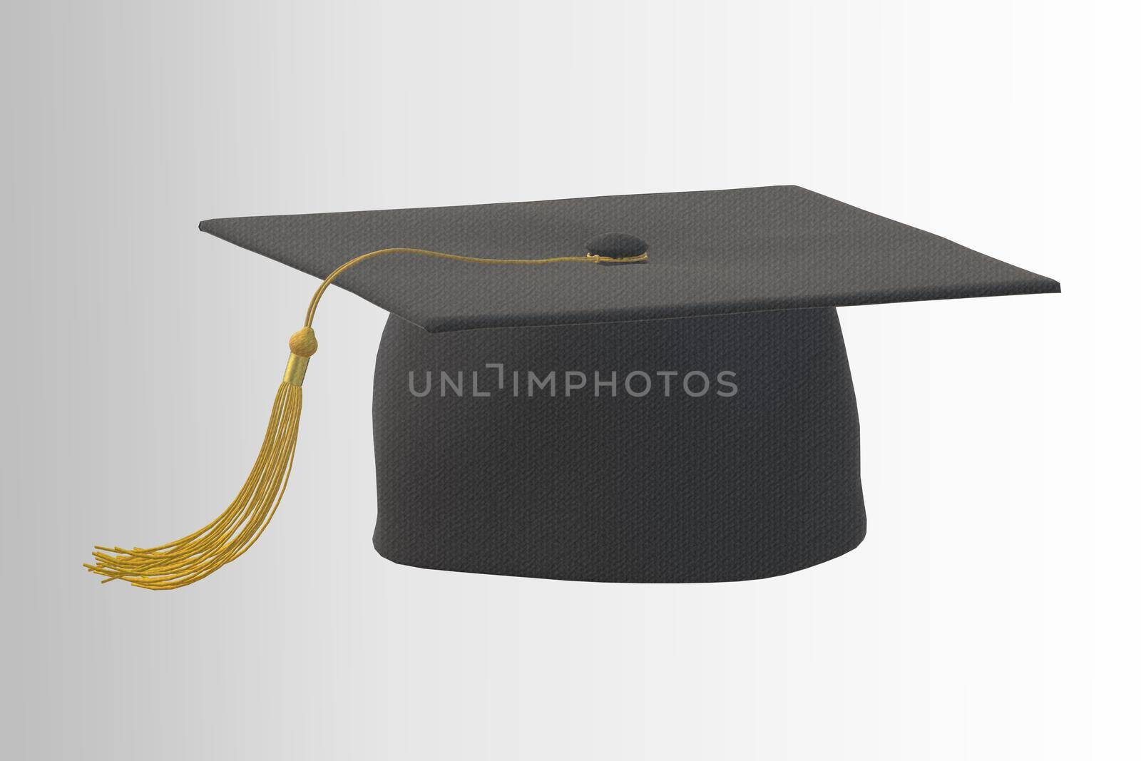 graduation cap tassel on white. education concept. 3D render