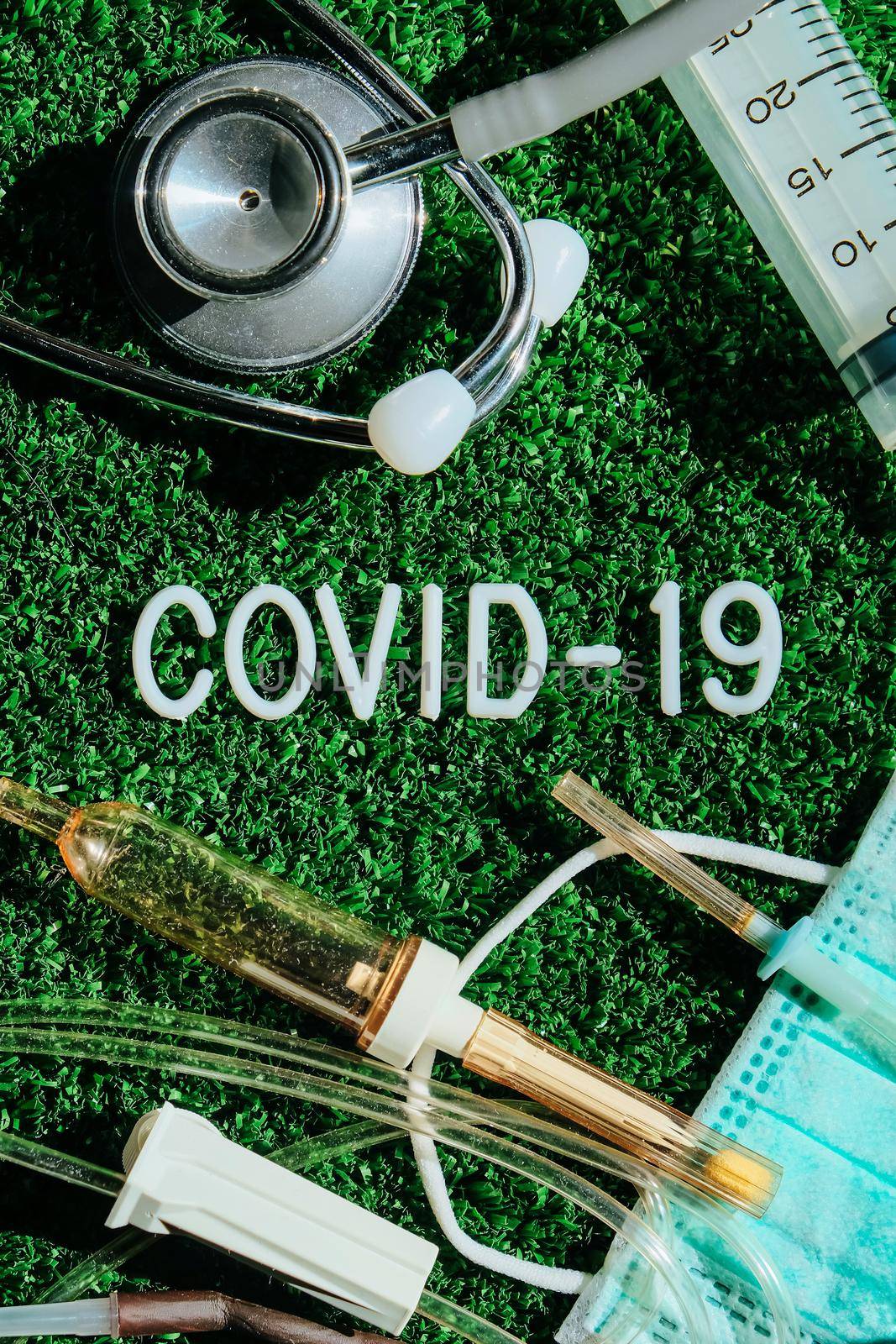 Coronavirus covid-19 medical still life concept background by ponsulak