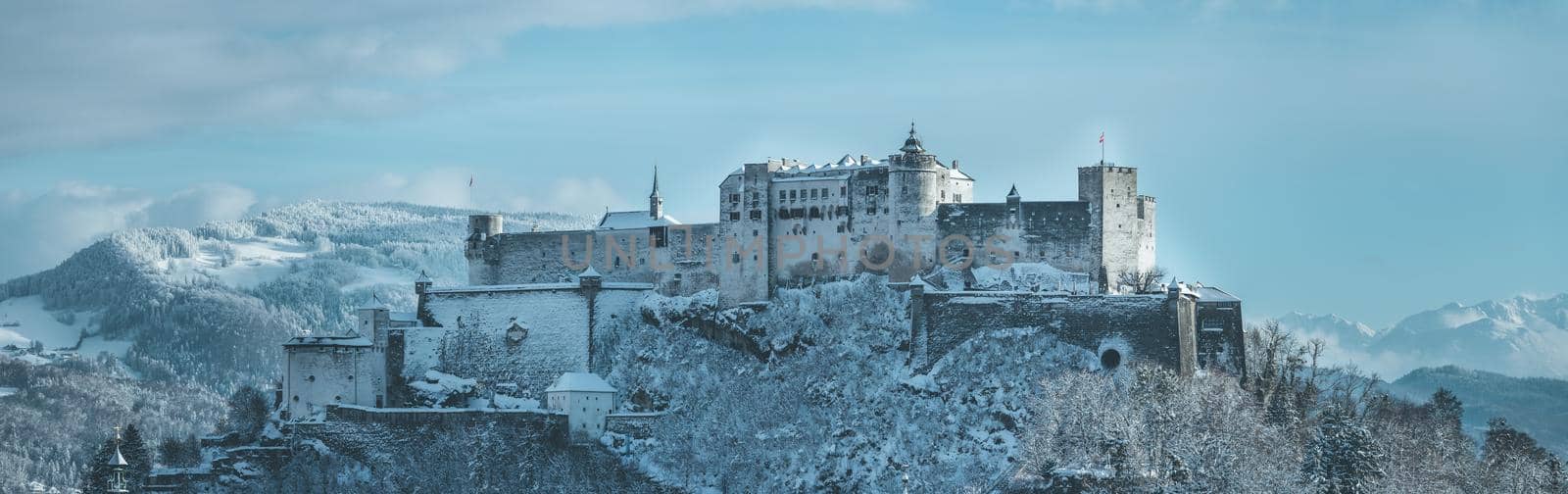 Fortress Hohensalzburg in the Winter, snowy