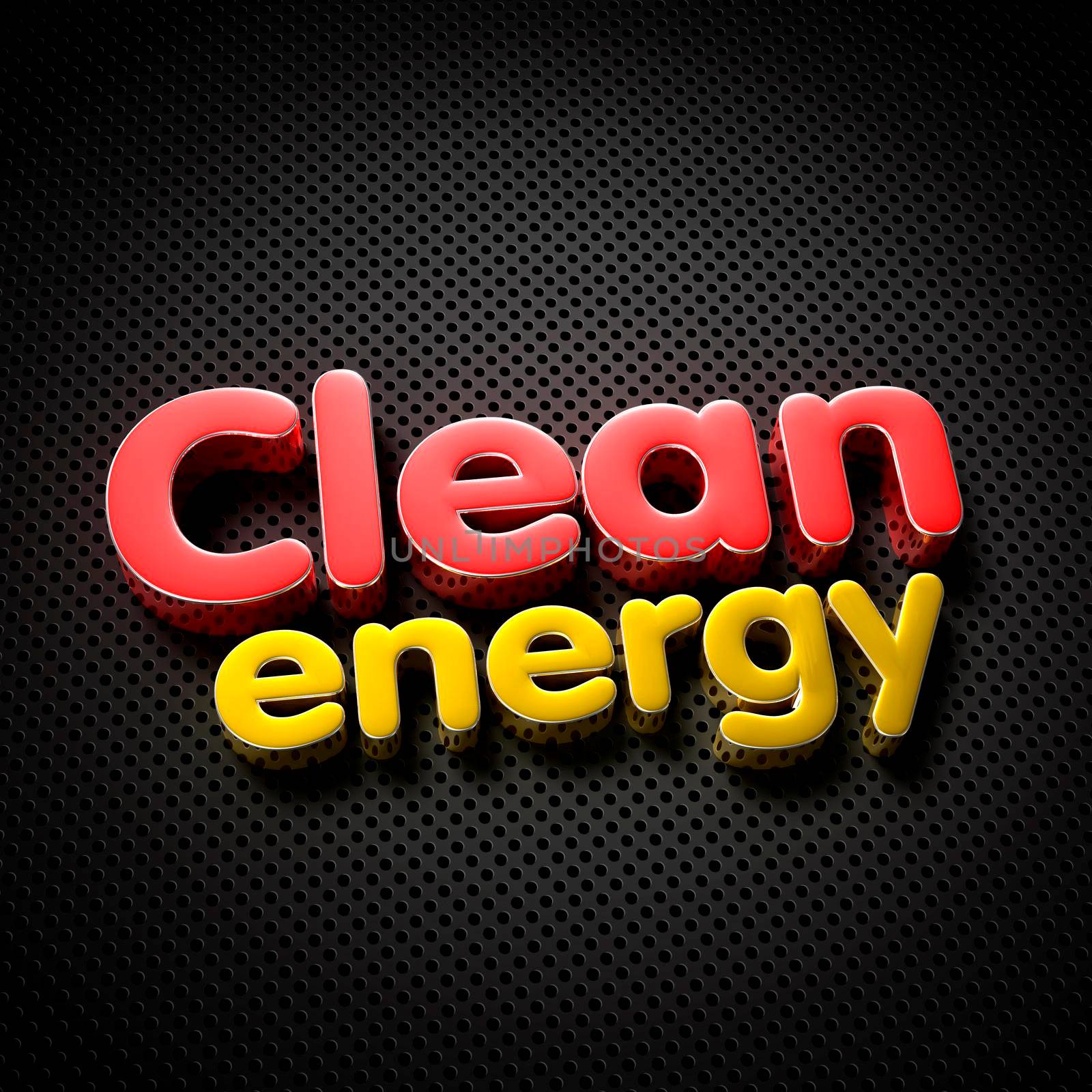 Clean energy 3D illustration on the black grid. by thitimontoyai