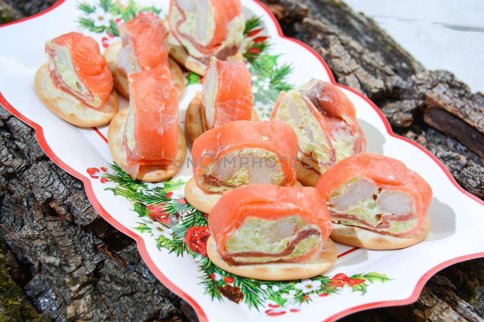 appetizer original italian fine cuisine with salmon