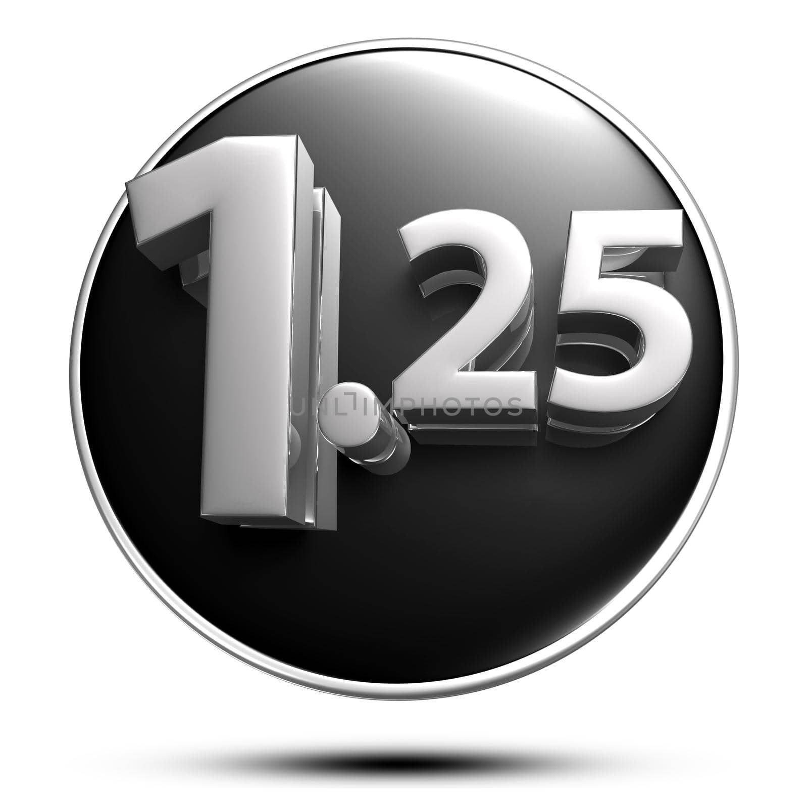 numbers 1.25 isolated on white background illustration 3D rendering with clipping path. by thitimontoyai