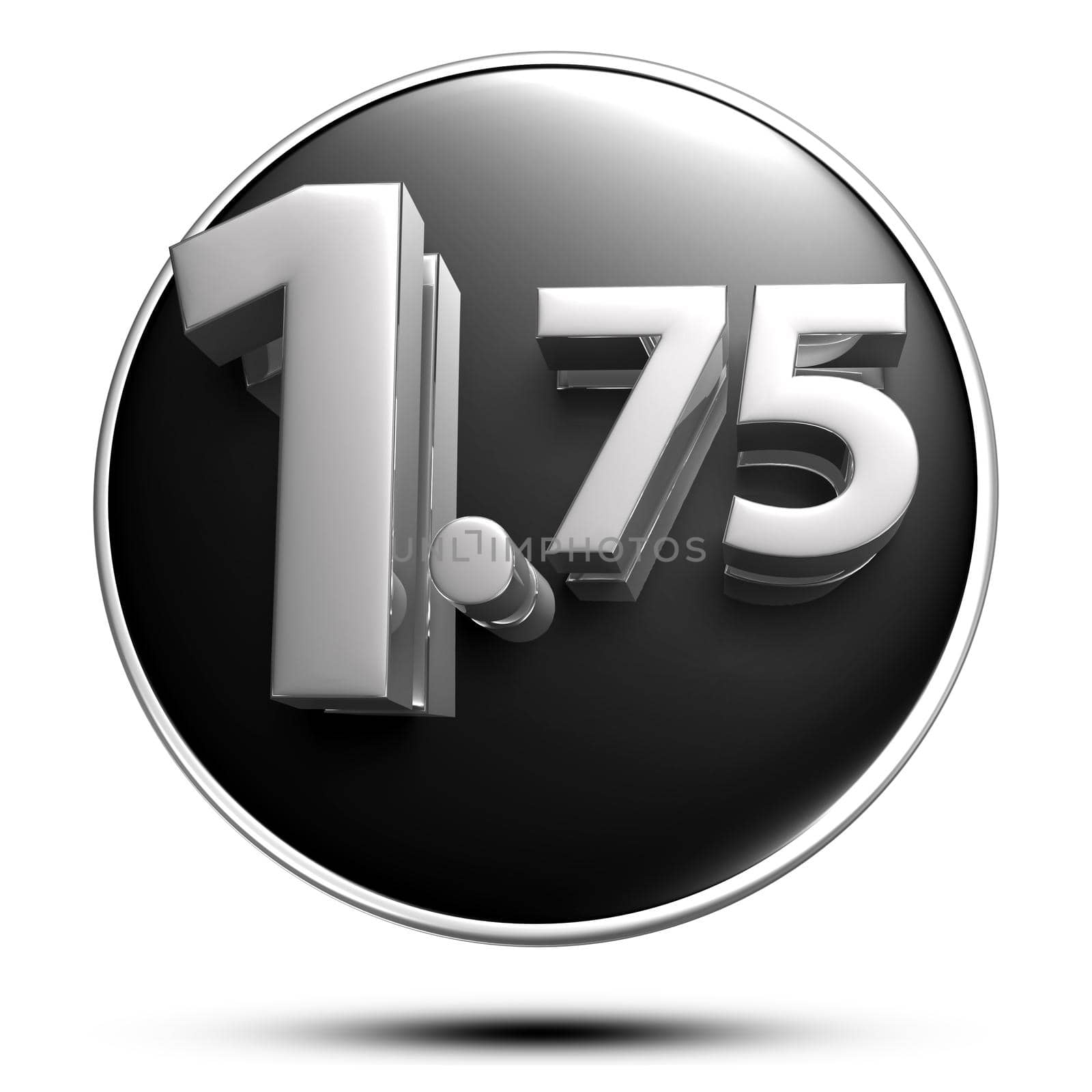 1.75 numbers 3D illustration on white background with clipping path. by thitimontoyai