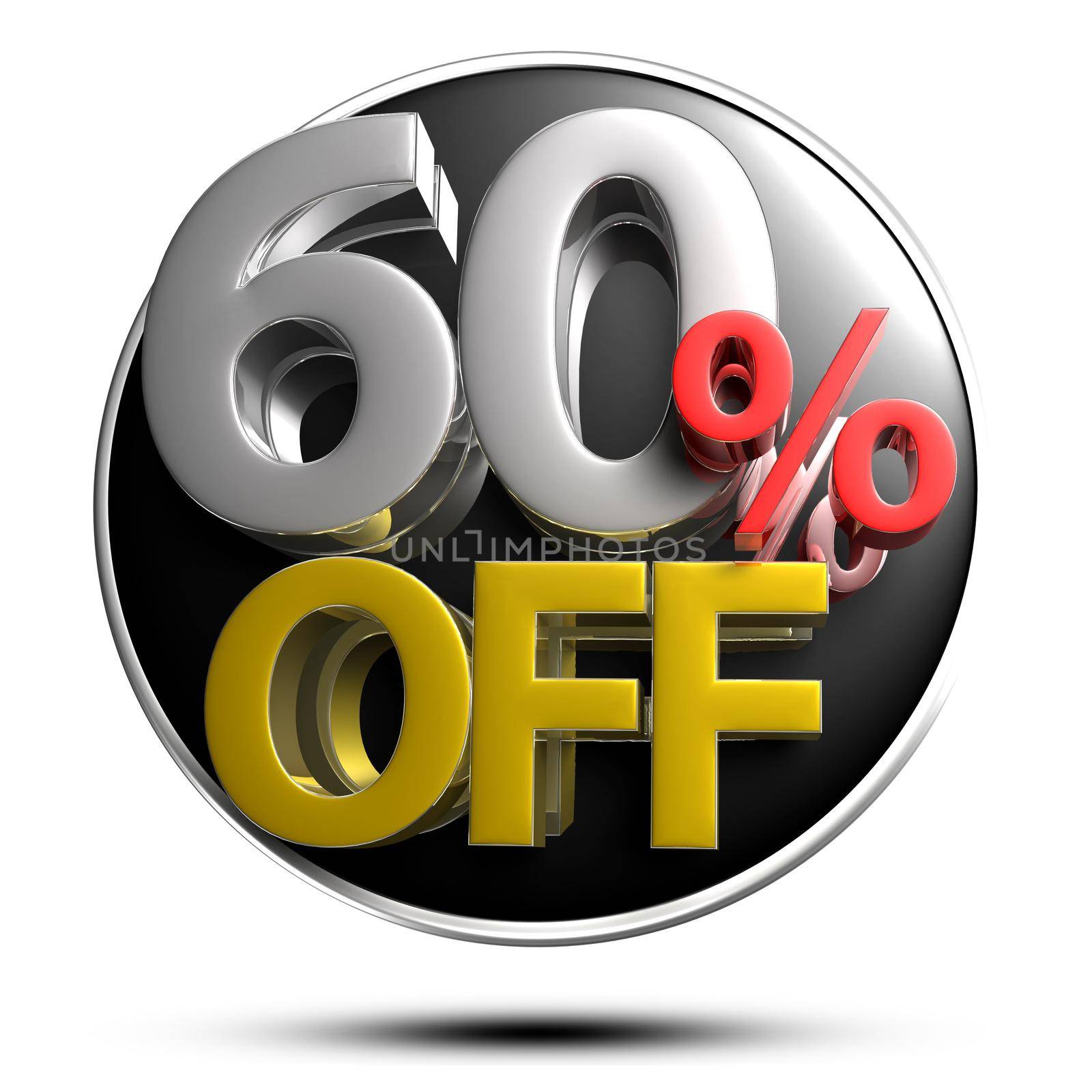 60% OFF on white background illustration 3D rendering with clipping path. by thitimontoyai