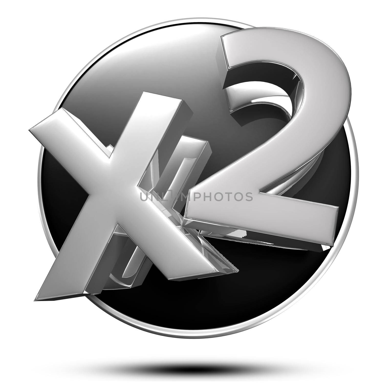 x2 stainless steel isolated on white background illustration 3D rendering with Clipping Path.