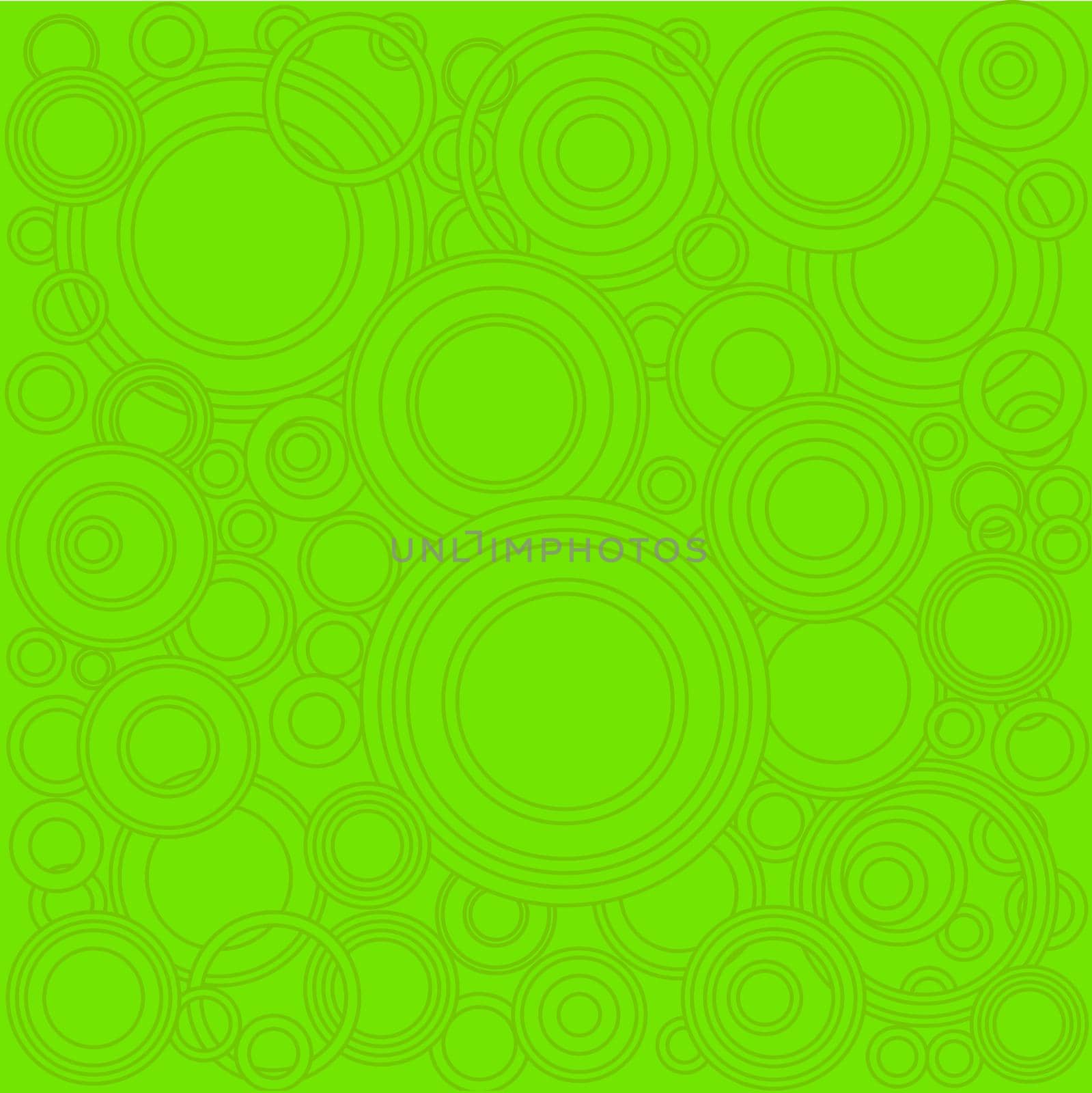 Bright Green Retro Circles Background by Bigalbaloo