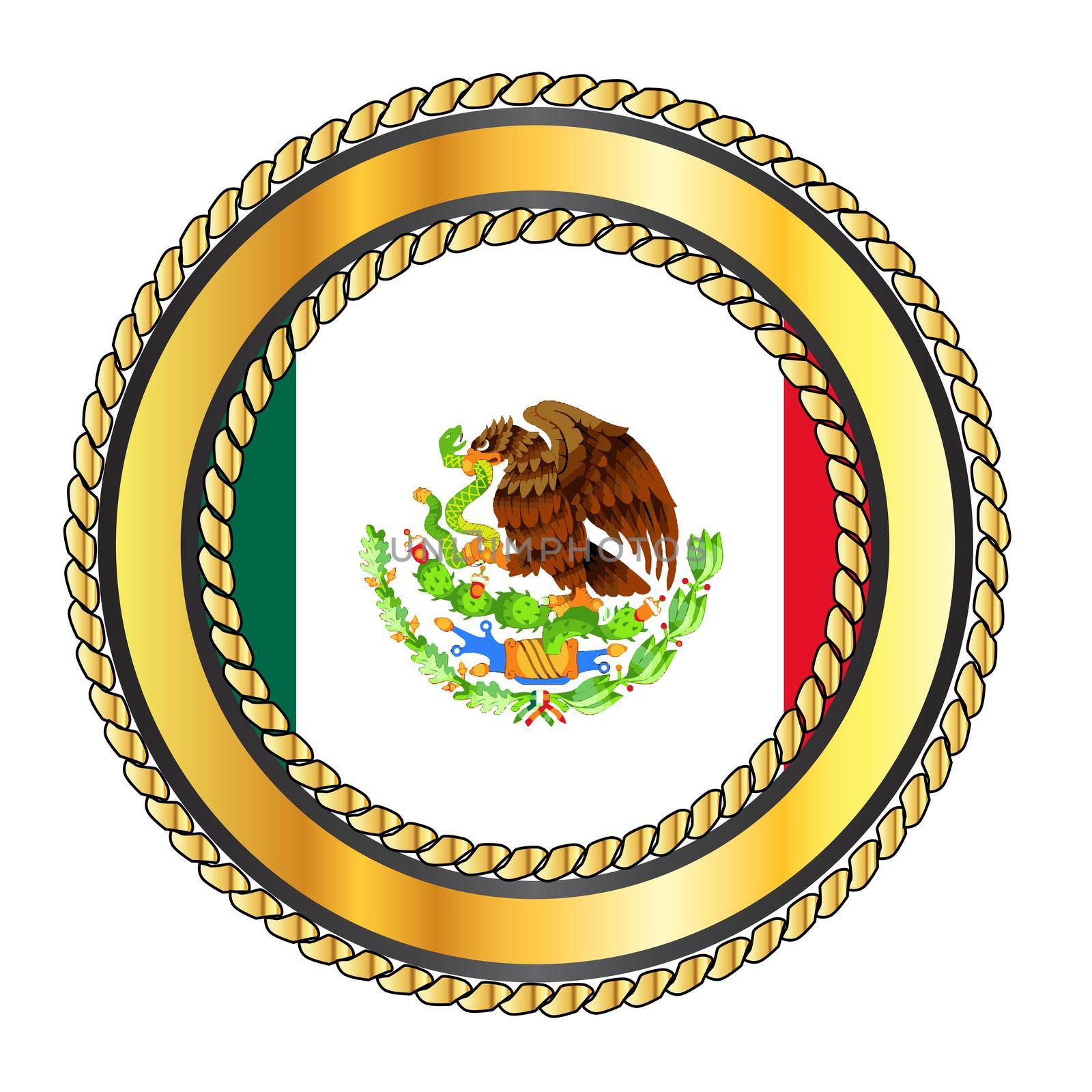 Mexico Rope Bound And Isolated Flag Button by Bigalbaloo