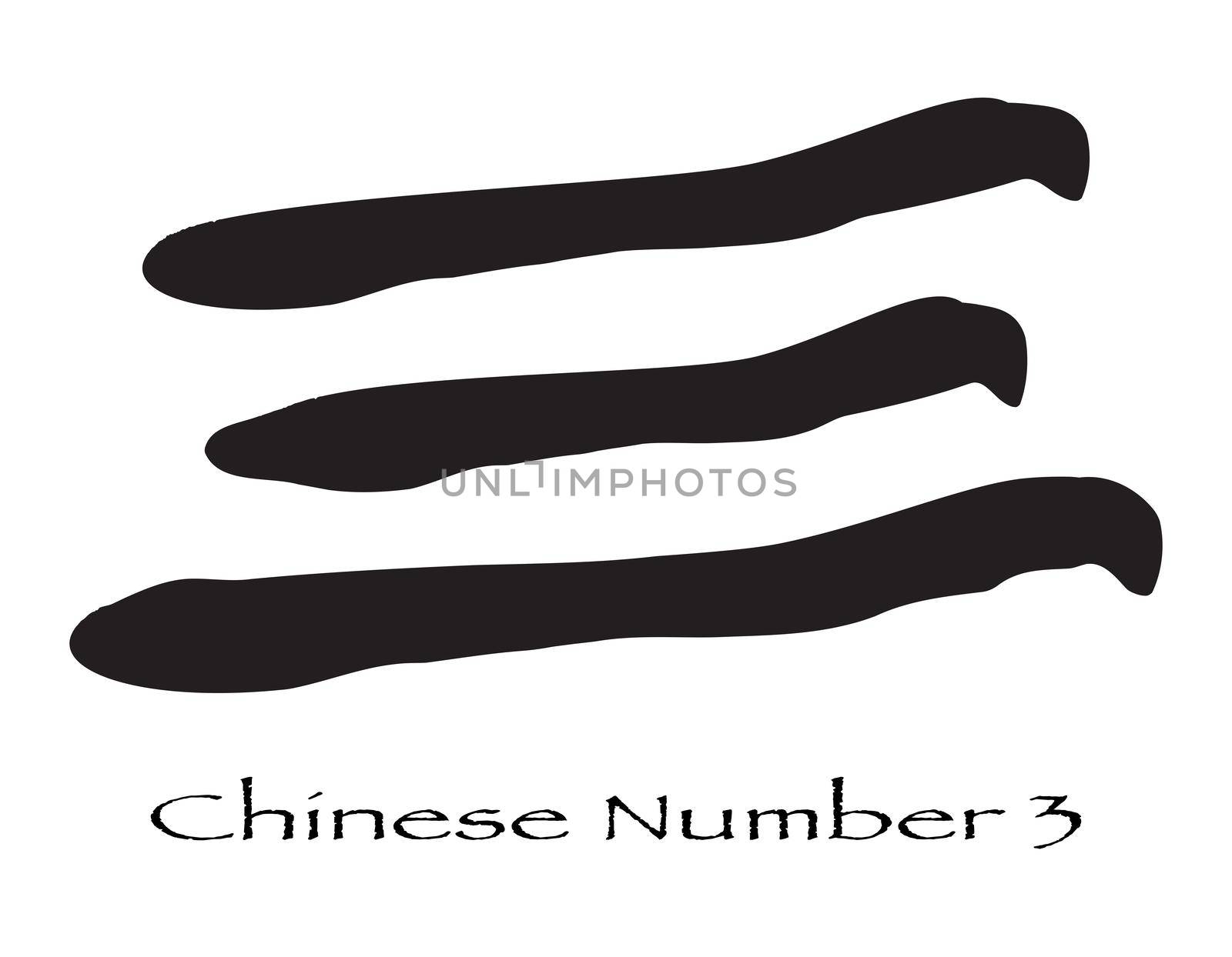 The Chinese Mandarine logogram for the number three isolated on a white background