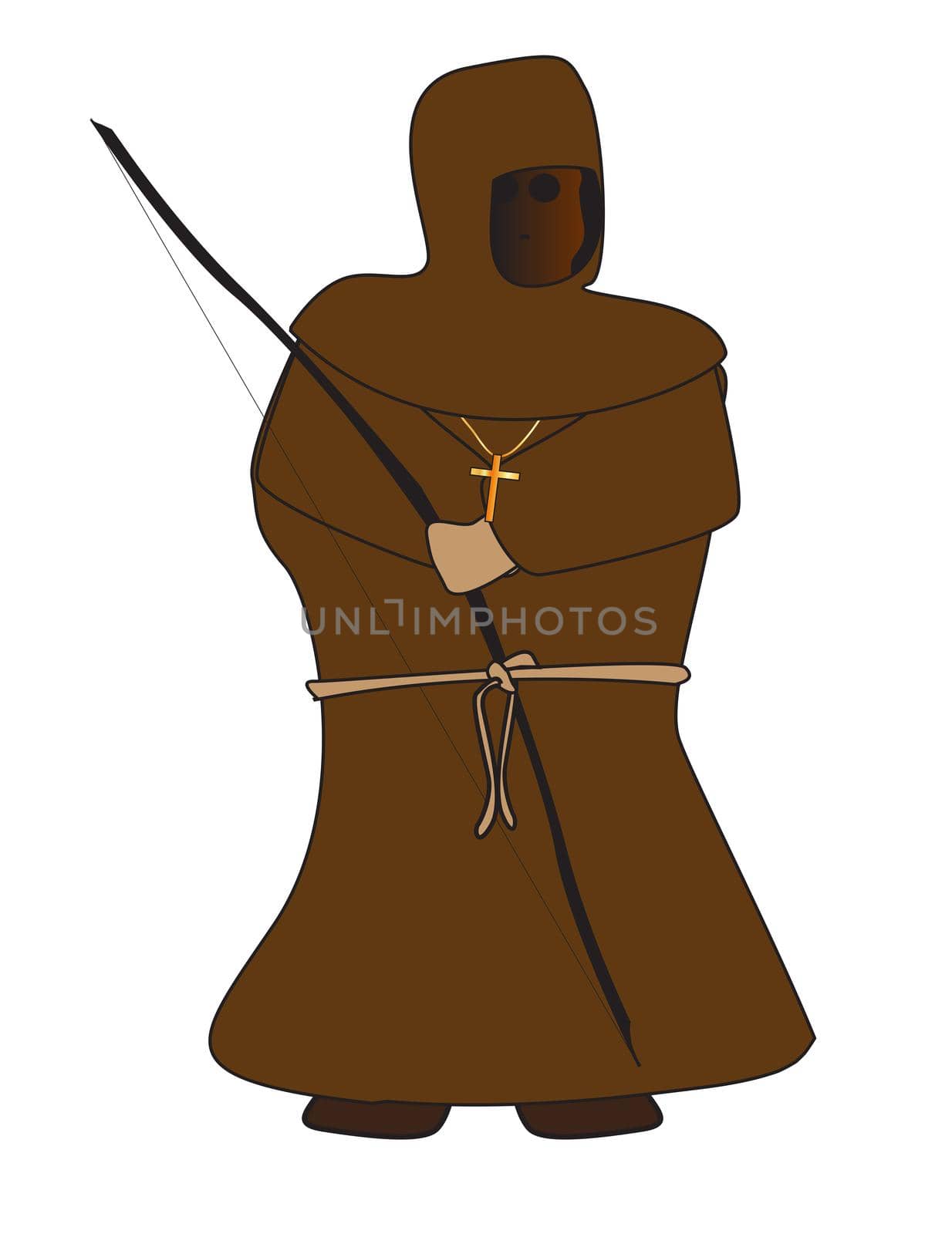 Frier Tuck the friend of the outlaw Robin Hood isolated on a white background
