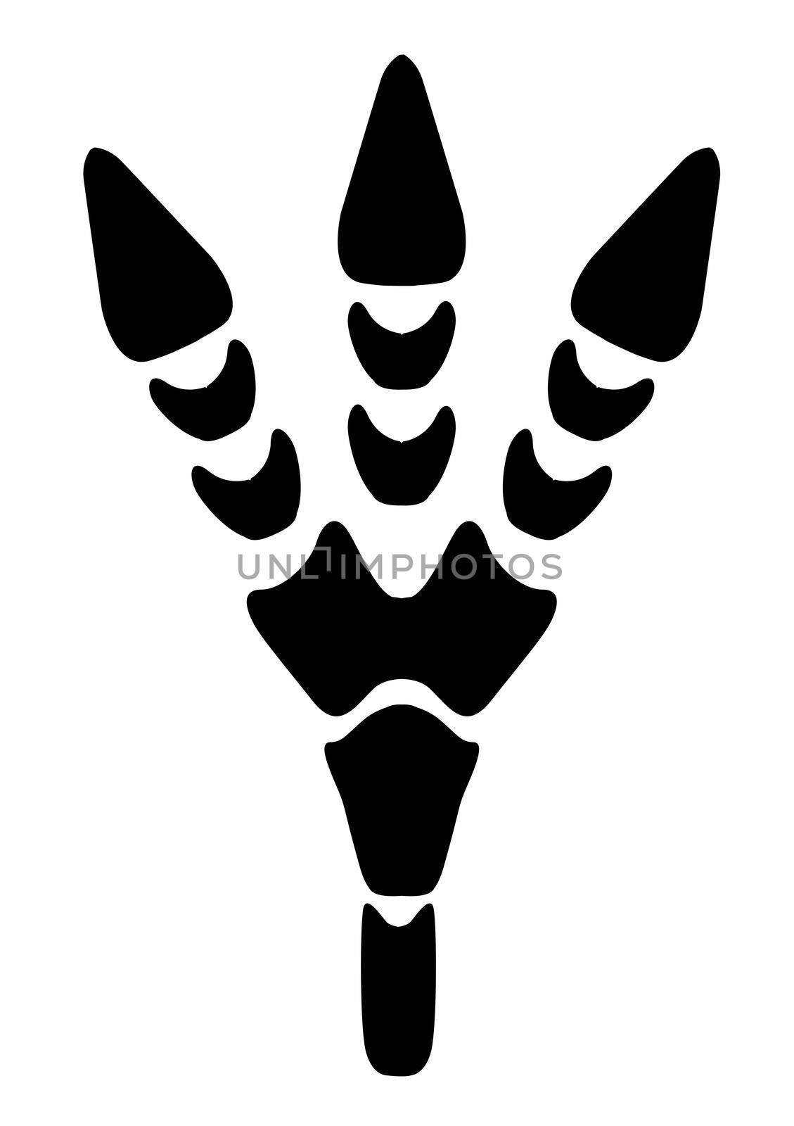 Dinosaur footprint silhouette over a white background