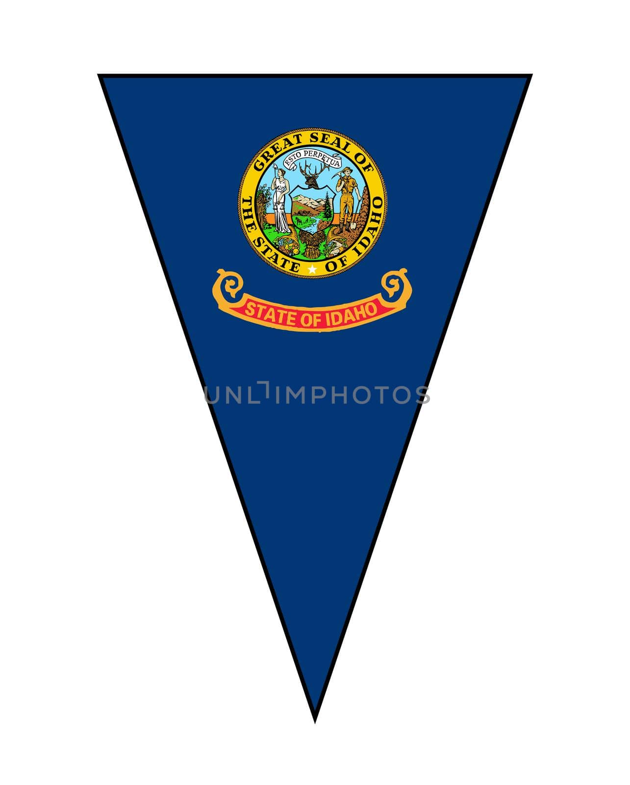 The flag of the USA state of Idaho part of a bunting