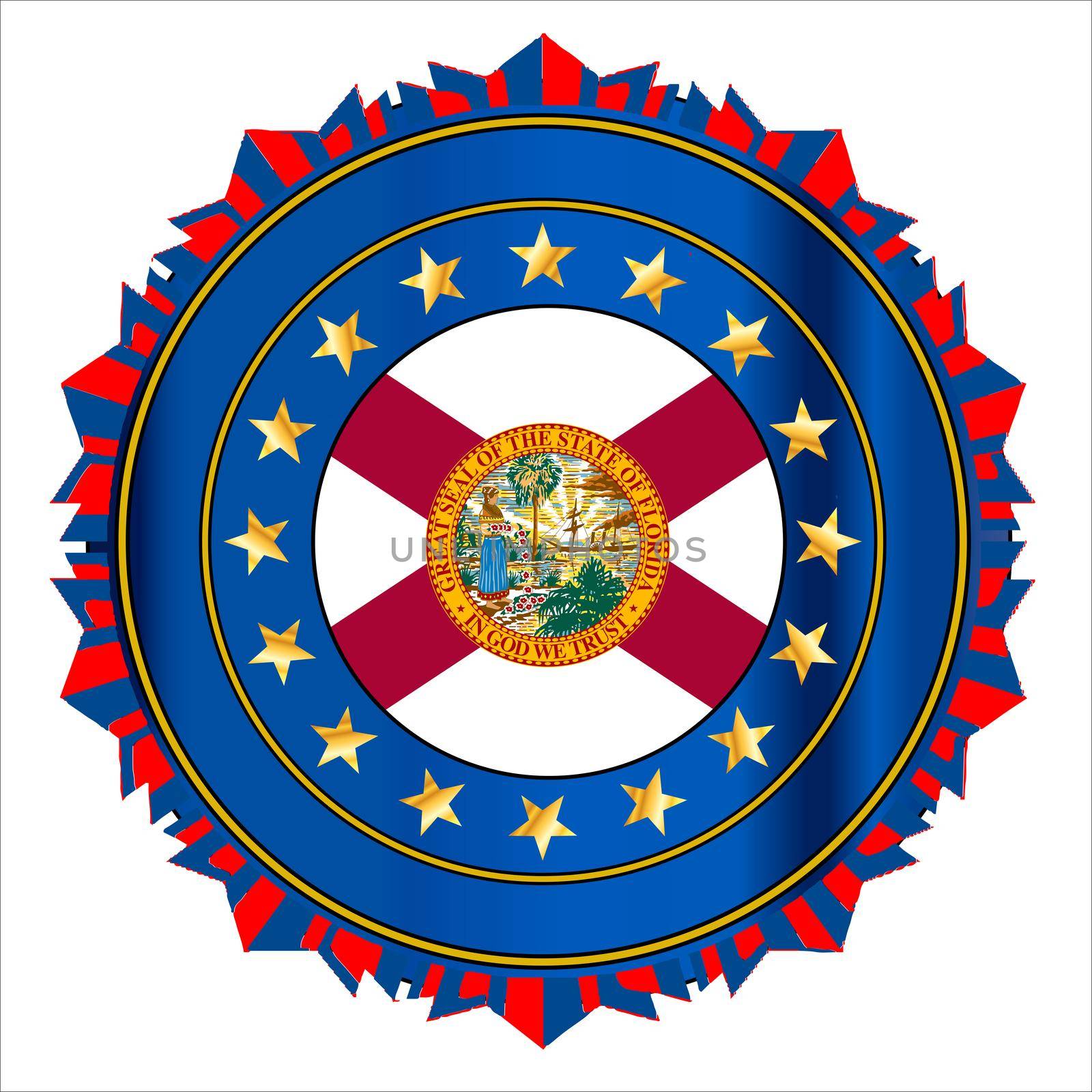 Florida State Flag As A Badge Over White by Bigalbaloo