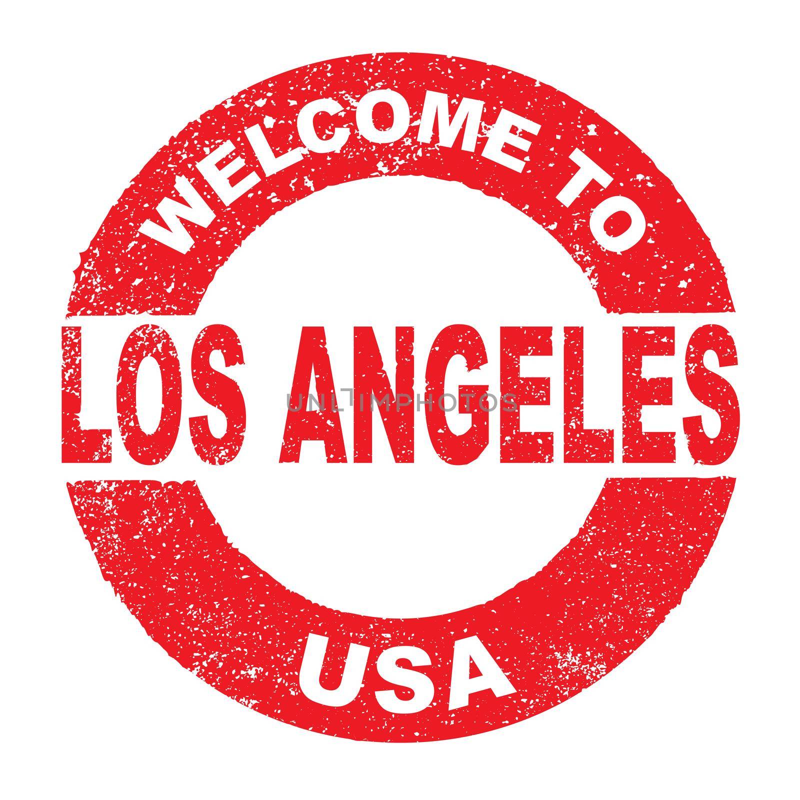 A grunge rubber ink stamp with the text Welcome To Los Angelas USA over a white background