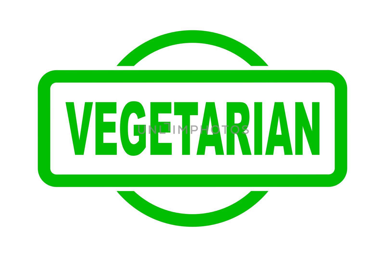 An vegitarian rubber stamp in green over a white background