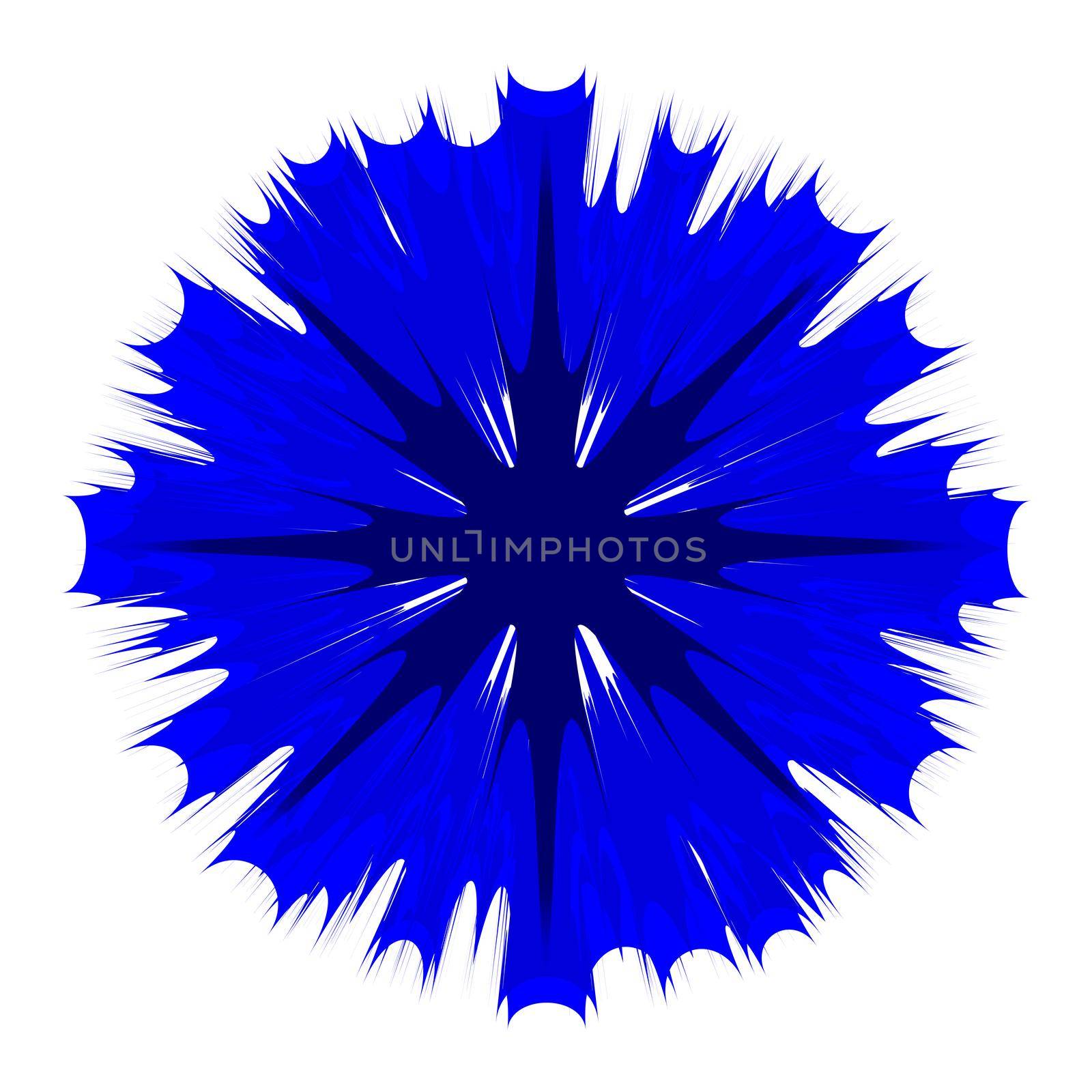 A vision of a blue sprawling explosion over a blue fade to white background