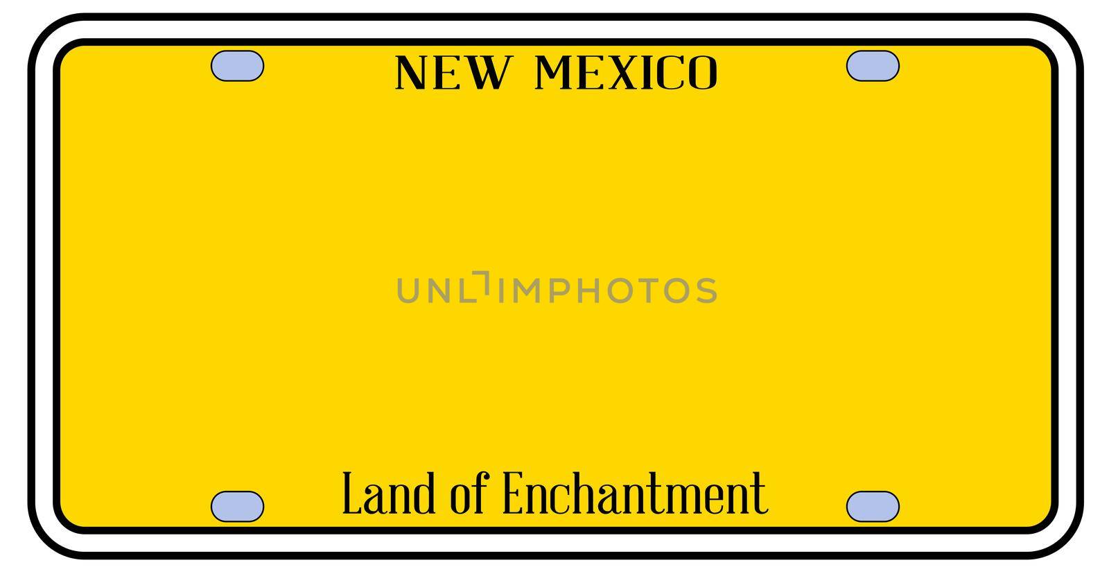New Mexico state license plate in the colors of the state flag over a white background