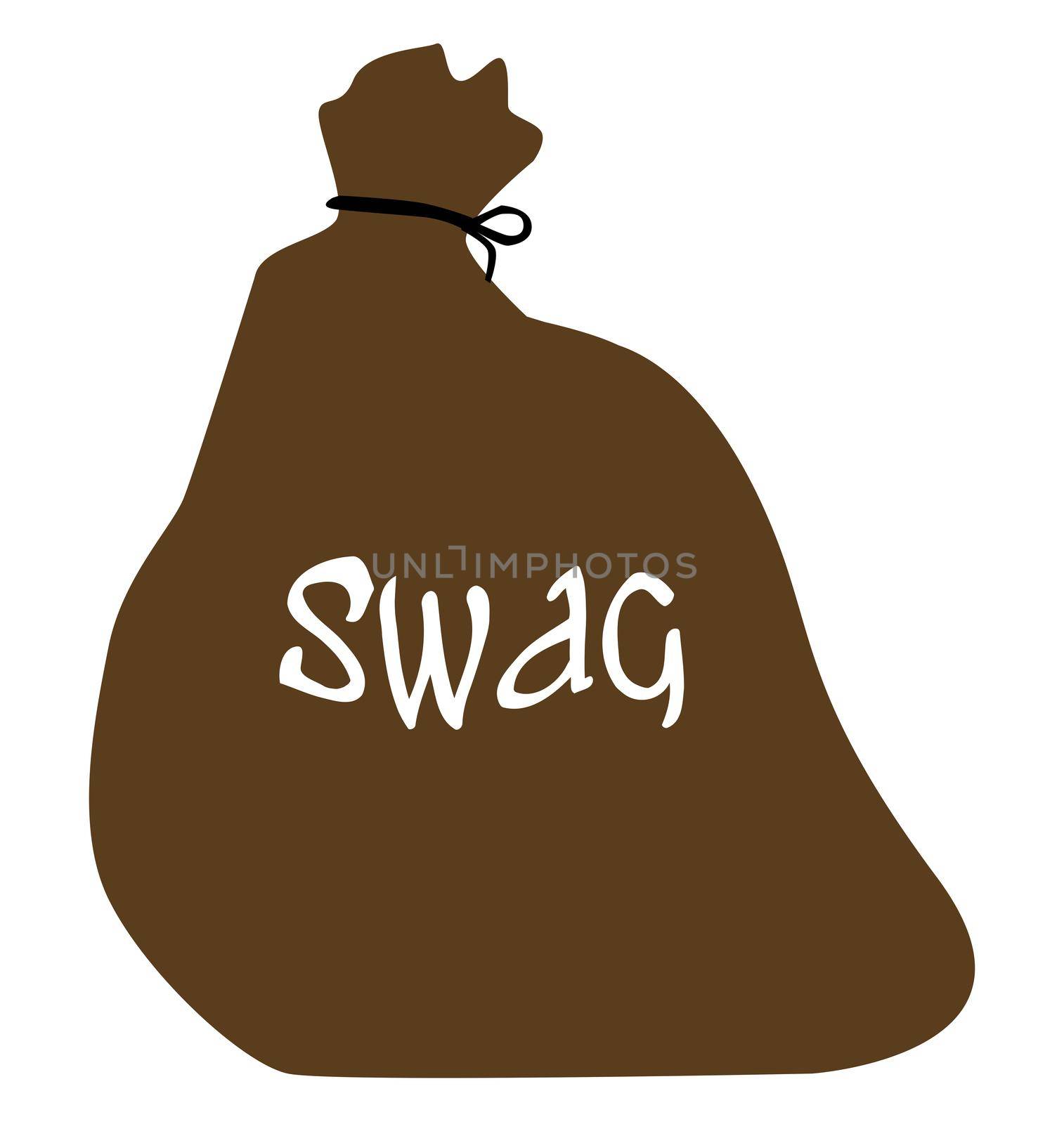 A burglars bulging swag bag isolated on a white background
