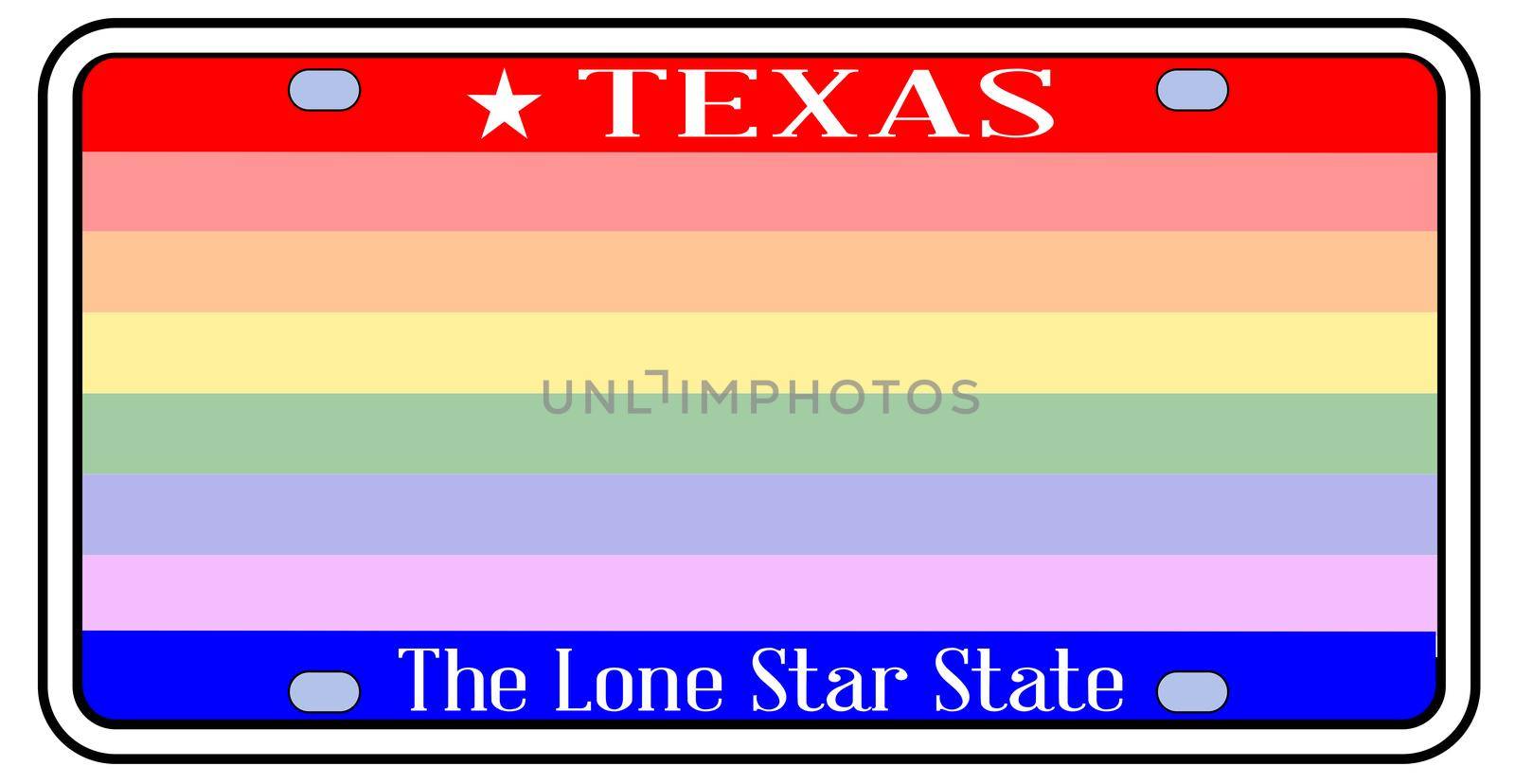 LGBT Flag Texas State License Plate by Bigalbaloo