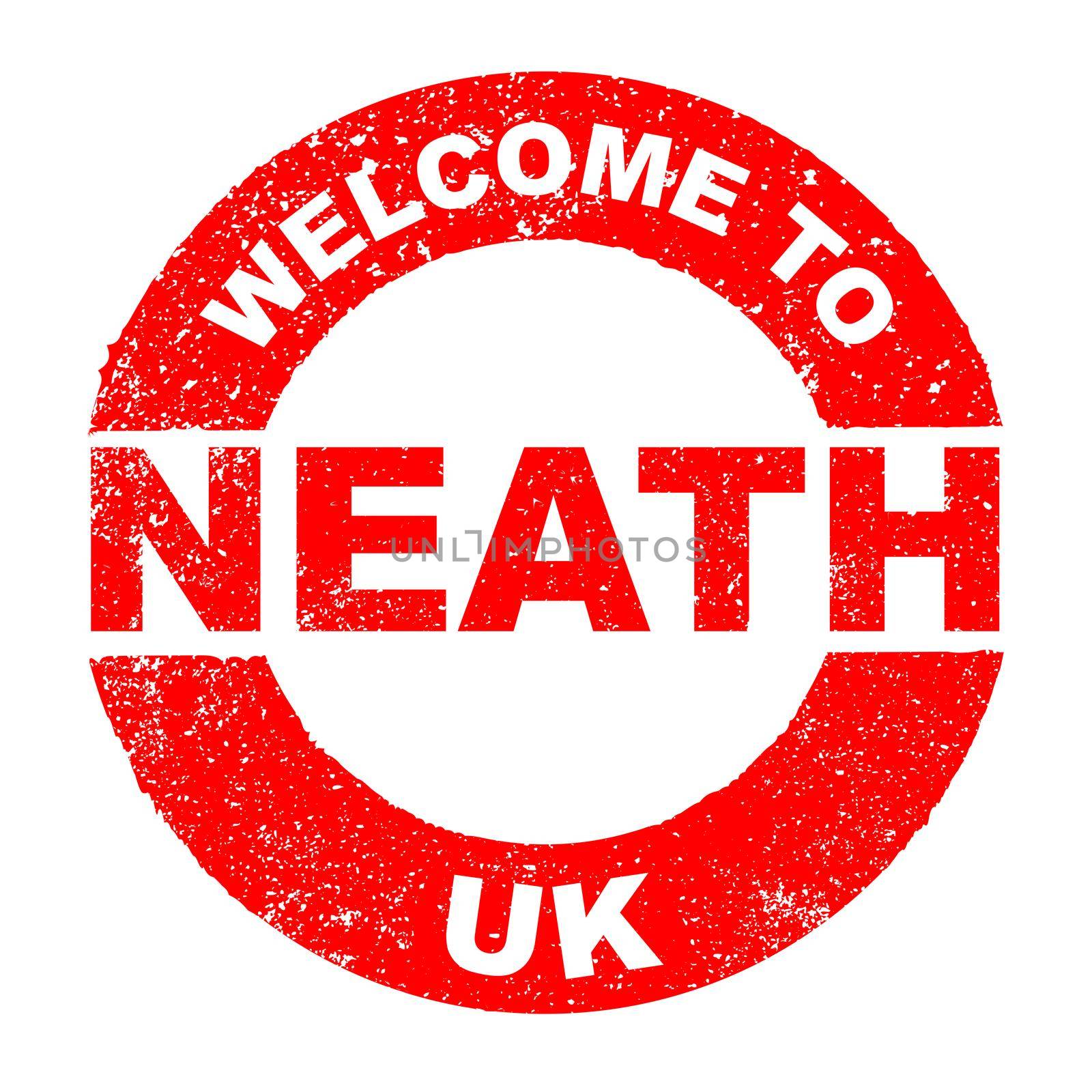 Rubber Ink Stamp Welcome To Neath UK by Bigalbaloo