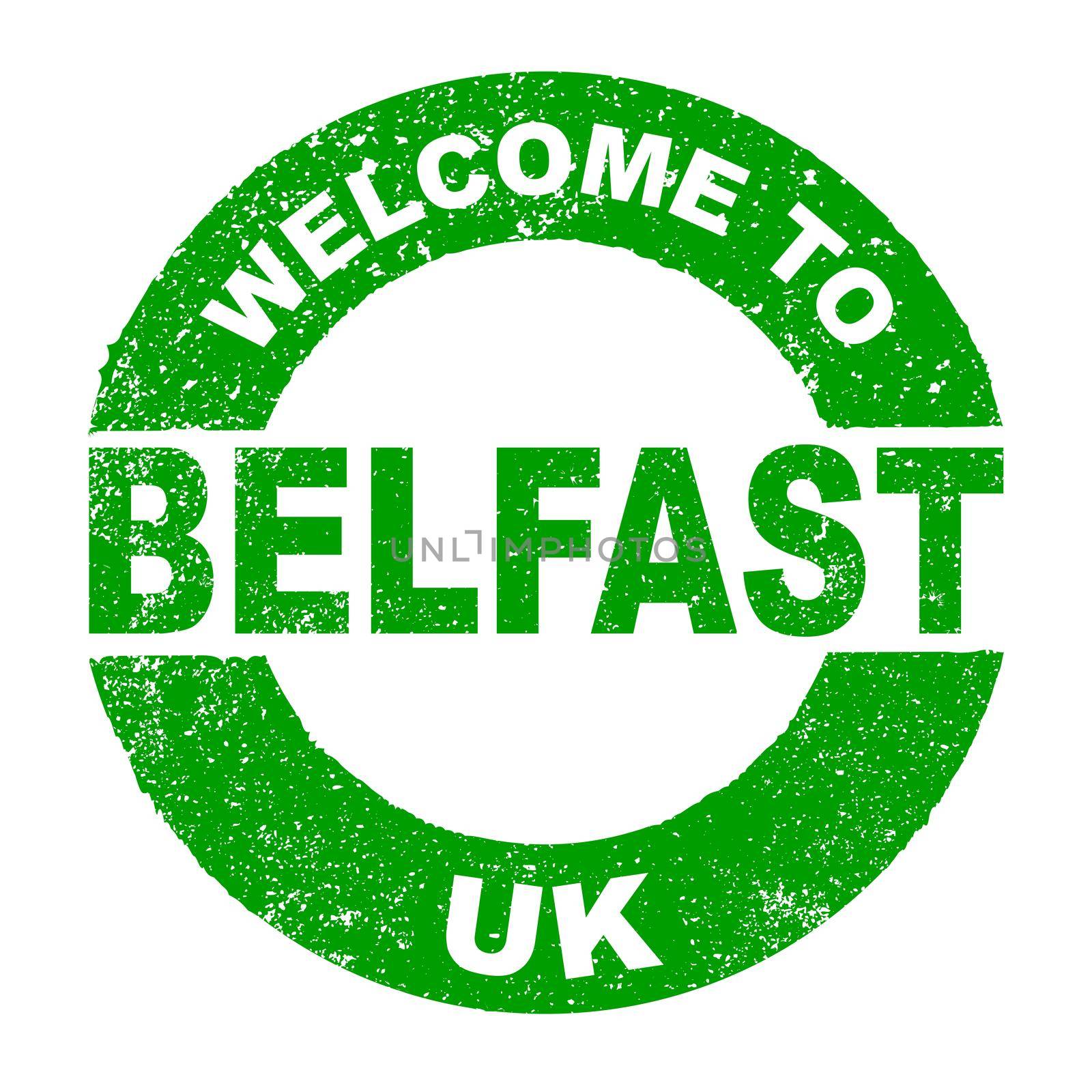 Rubber Ink Stamp Welcome To Belfast UK by Bigalbaloo