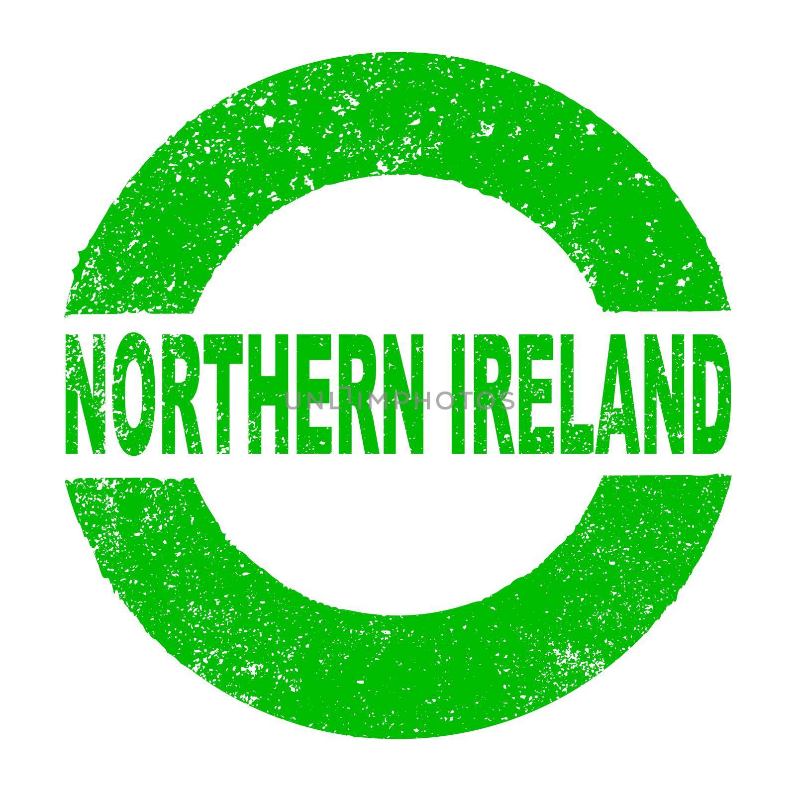 A grunge rubber ink stamp with the text Northern Ireland over a white background
