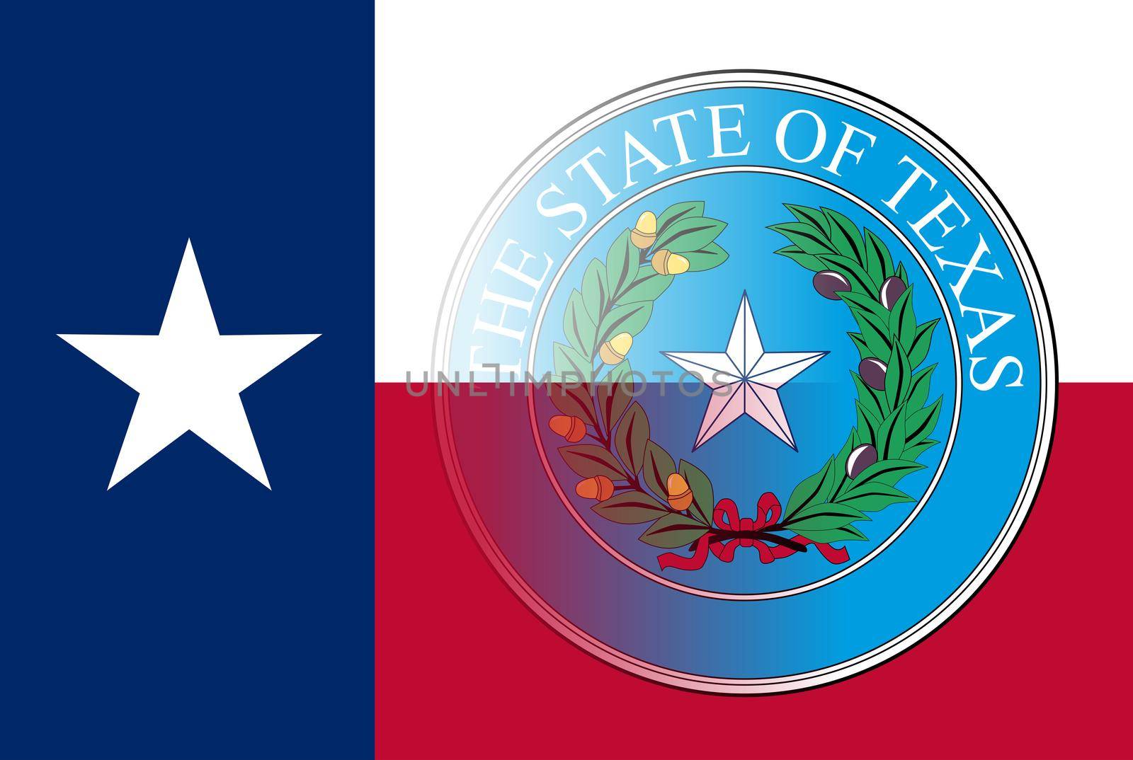 Texan State Flag With State Seal by Bigalbaloo