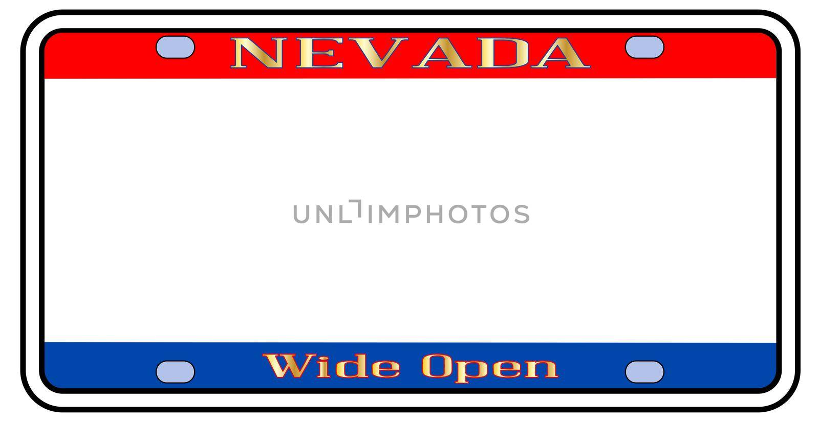 Blank Nevadastate license plate in the colors of the state flag over a white background