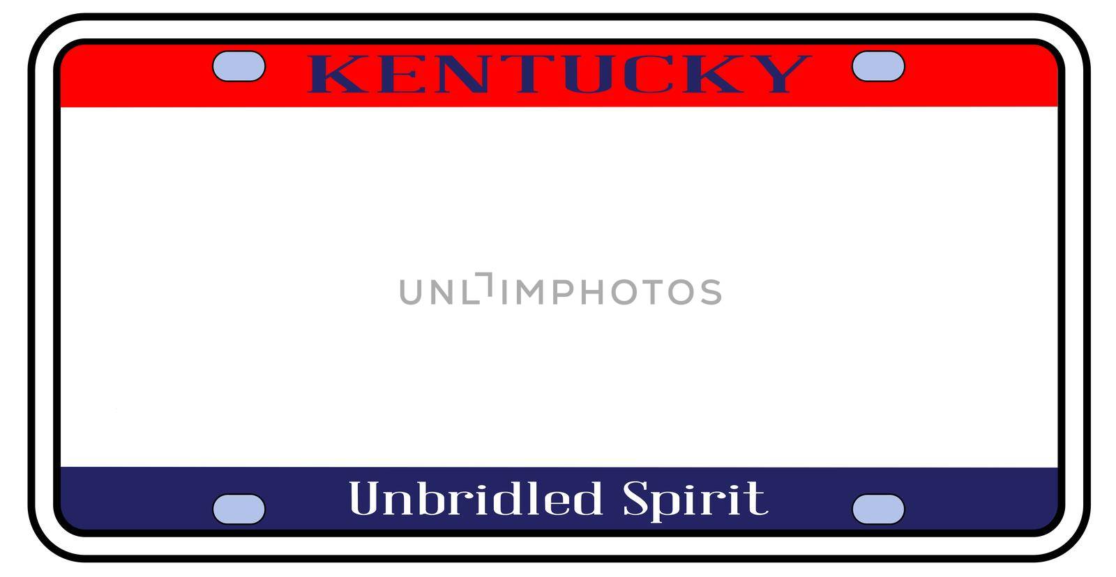 Kentucky state license plate in the colors of the state flag with the flag icons over a white background