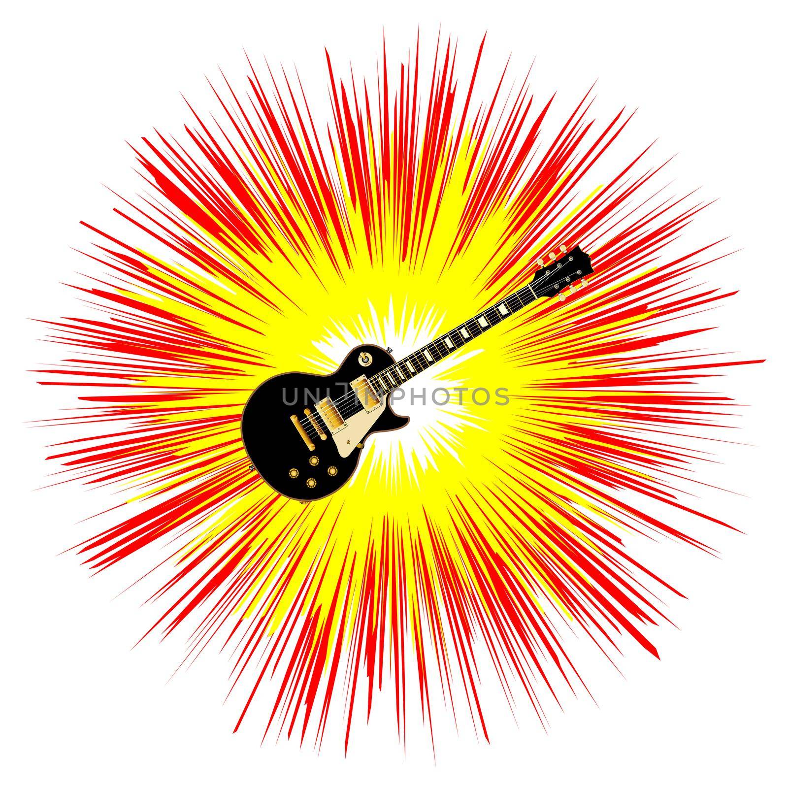 The definitive rock and roll guitar in black with bright flash background
